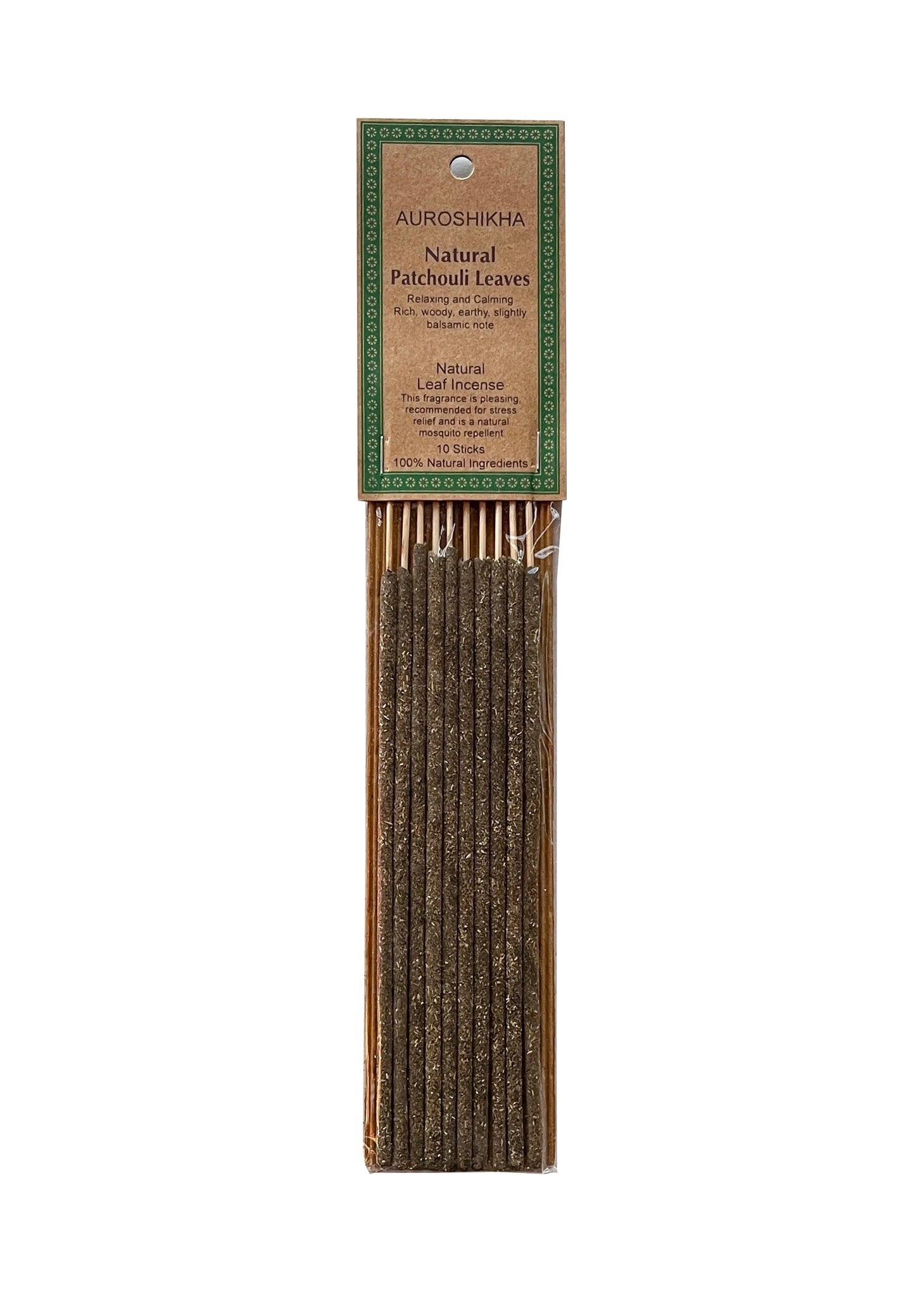 Artschatz Patchouli natural resin incense sticks in brown packaging with green label. - Patchouli