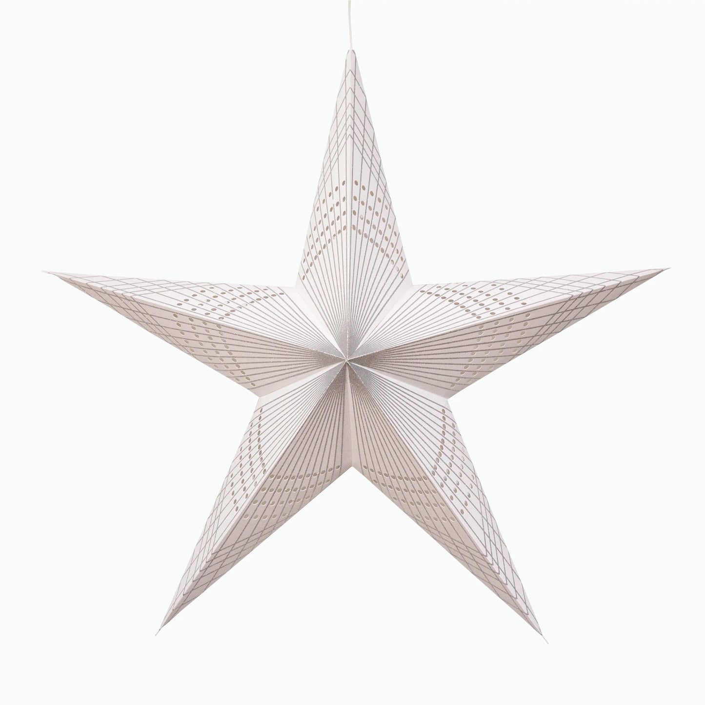 Art Deco 24" white and silver 5-point paper star with glitter accents by Artschatz. - Art Deco 5 Point 24" White / Silver