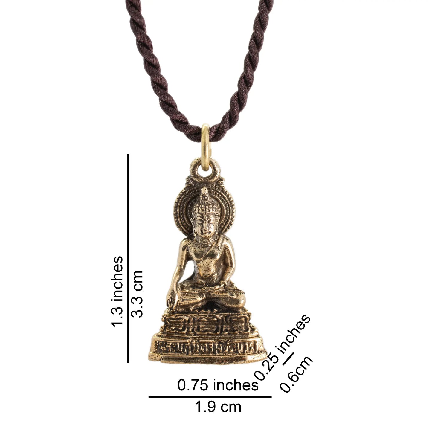 Antique bronze Sukhothai Buddha pendant on dark braided cord, Artschatz amulet design. - Sukhothai Buddha