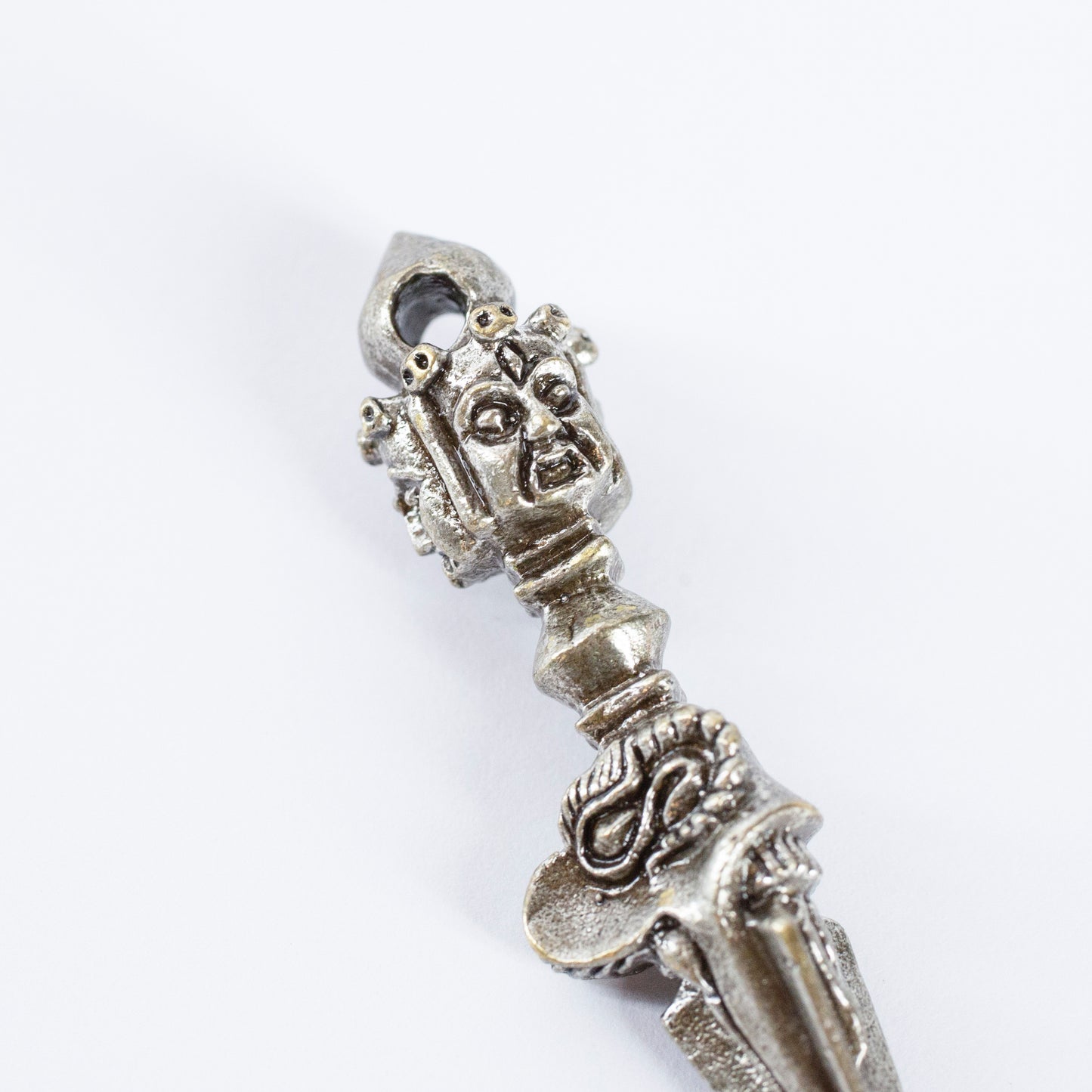 Kila Phurba Dagger with Three Buddha Heads *Large* Silver Brass Pendant Necklace