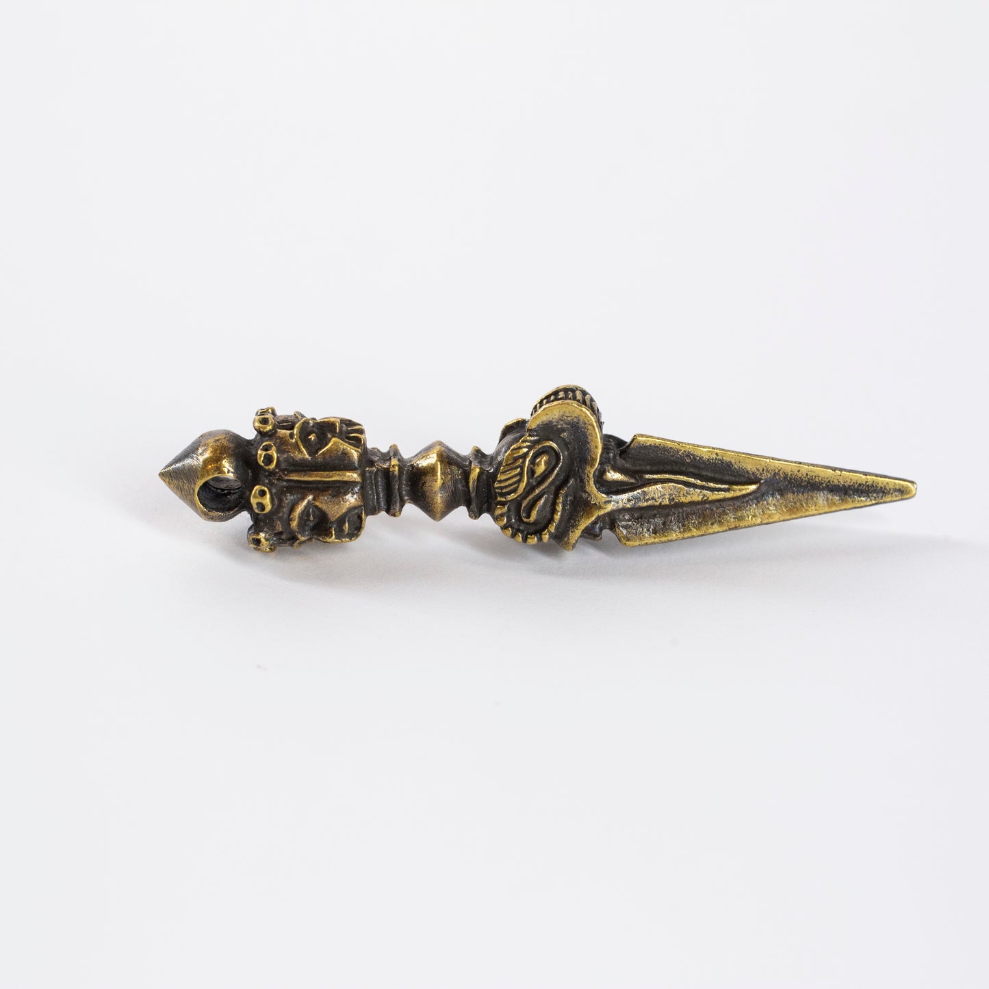 Kila Phurba Dagger with Three Buddha Heads *Large* Brass Pendant Necklace