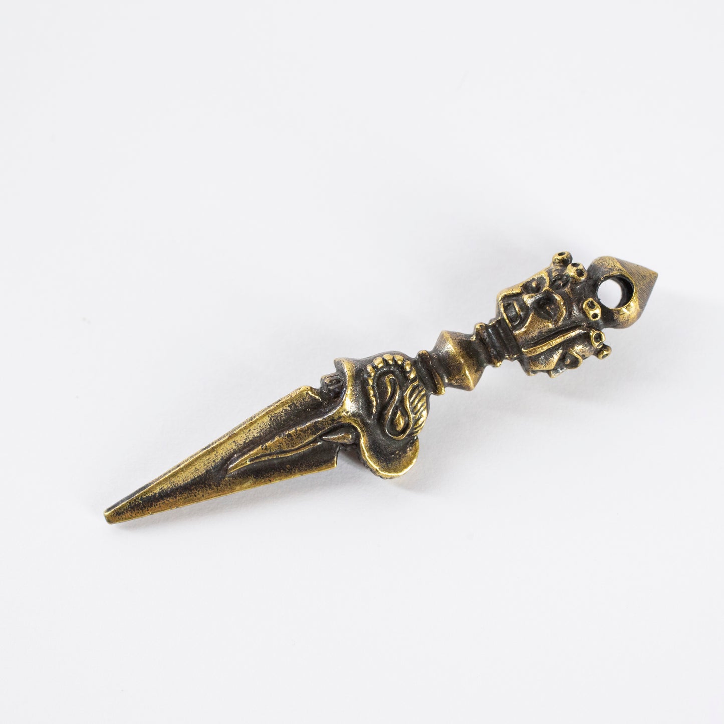 Kila Phurba Dagger with Three Buddha Heads *Large* Brass Pendant Necklace
