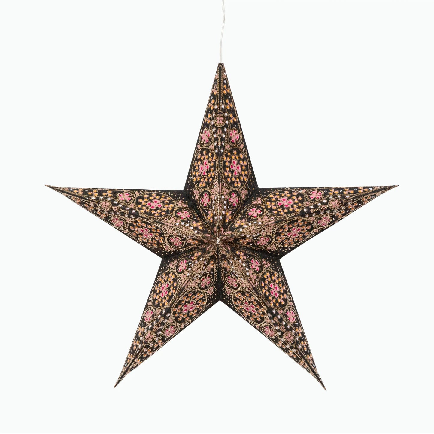 Artschatz 15" pink and orange cathedral-style 5-point paper star lantern. - Cathedral 5 Point 15" pink/orange