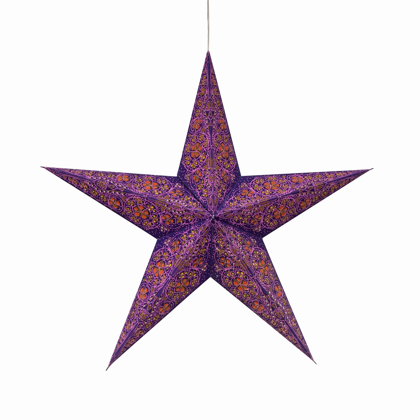 24-inch purple violet 5-point Artschatz cathedral paper star decoration. - Cathedral 5 Pointer 24" purple/violet
