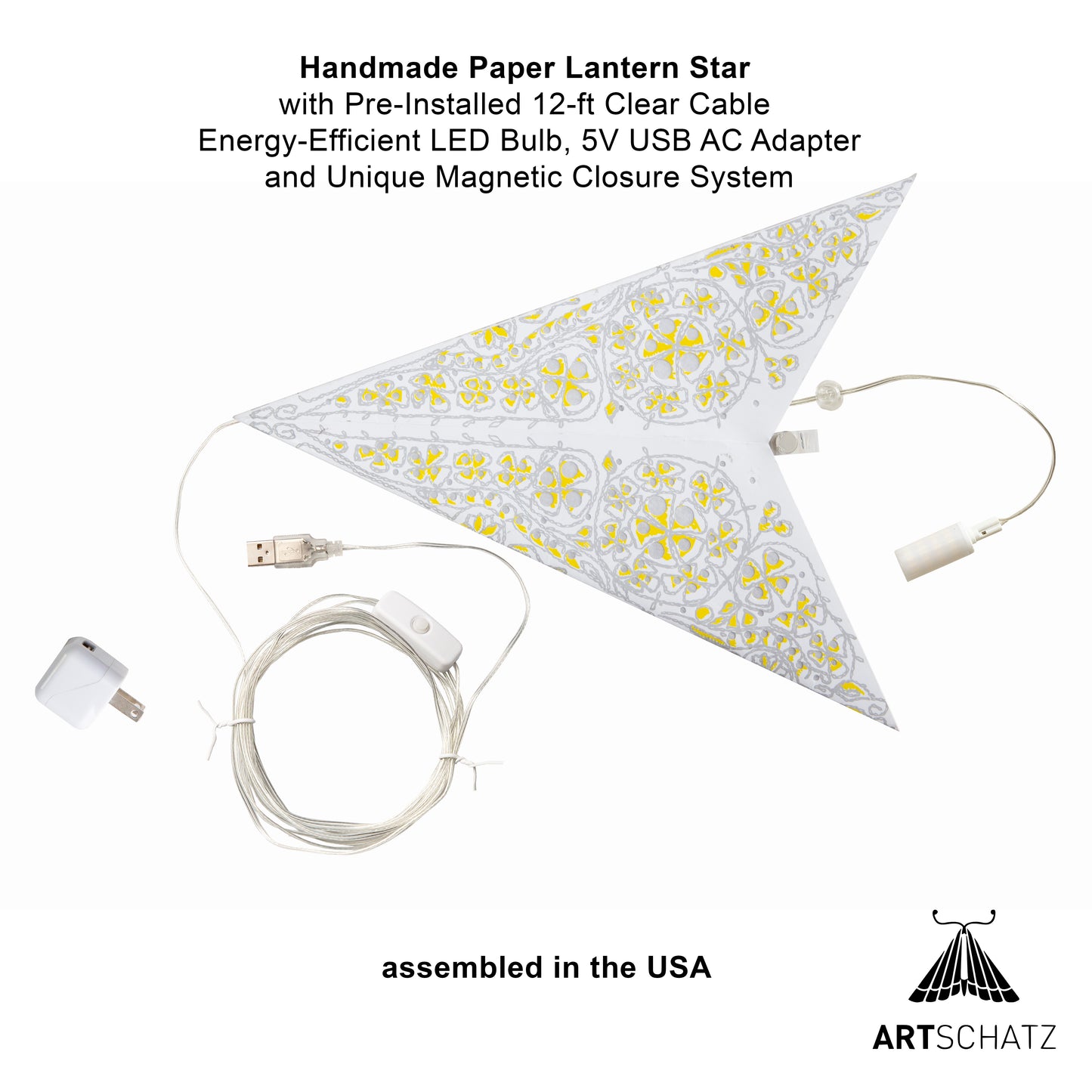 Cathedral 5 Pointer 24" white/ yellow with white tissue inlay