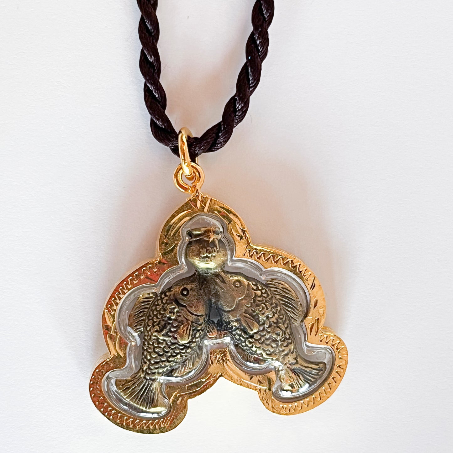 Two Carps (Fish) Thai Amulet Pendant - Pla Ngern Pla Thong