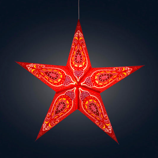 Fornax 5 Point 24" Red with Gold Glitter