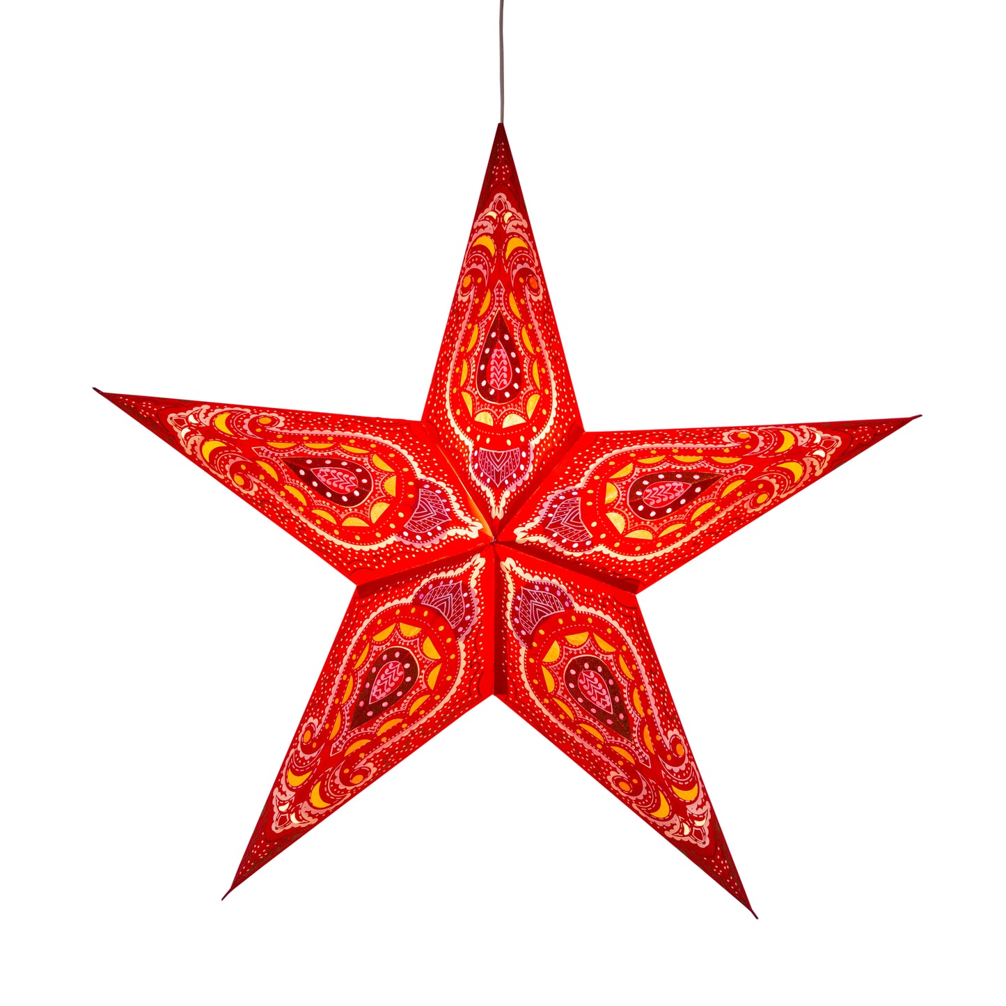 Fornax 5 Point 24" Red with Gold Glitter