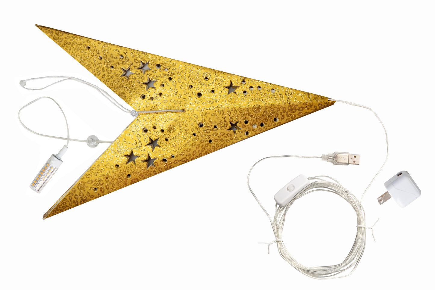 Hrím Star 9 Point 25" Gold w/ Gold Glitter