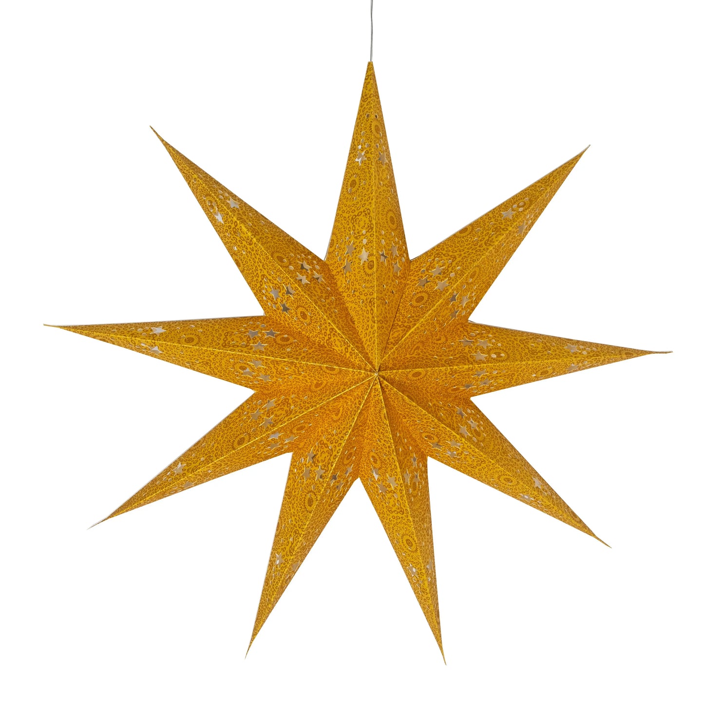 Gold 25" 9-point paper star with glitter detailing by Artschatz. - Hrim Star 9 Point 25" Gold w/ Gold Glitter