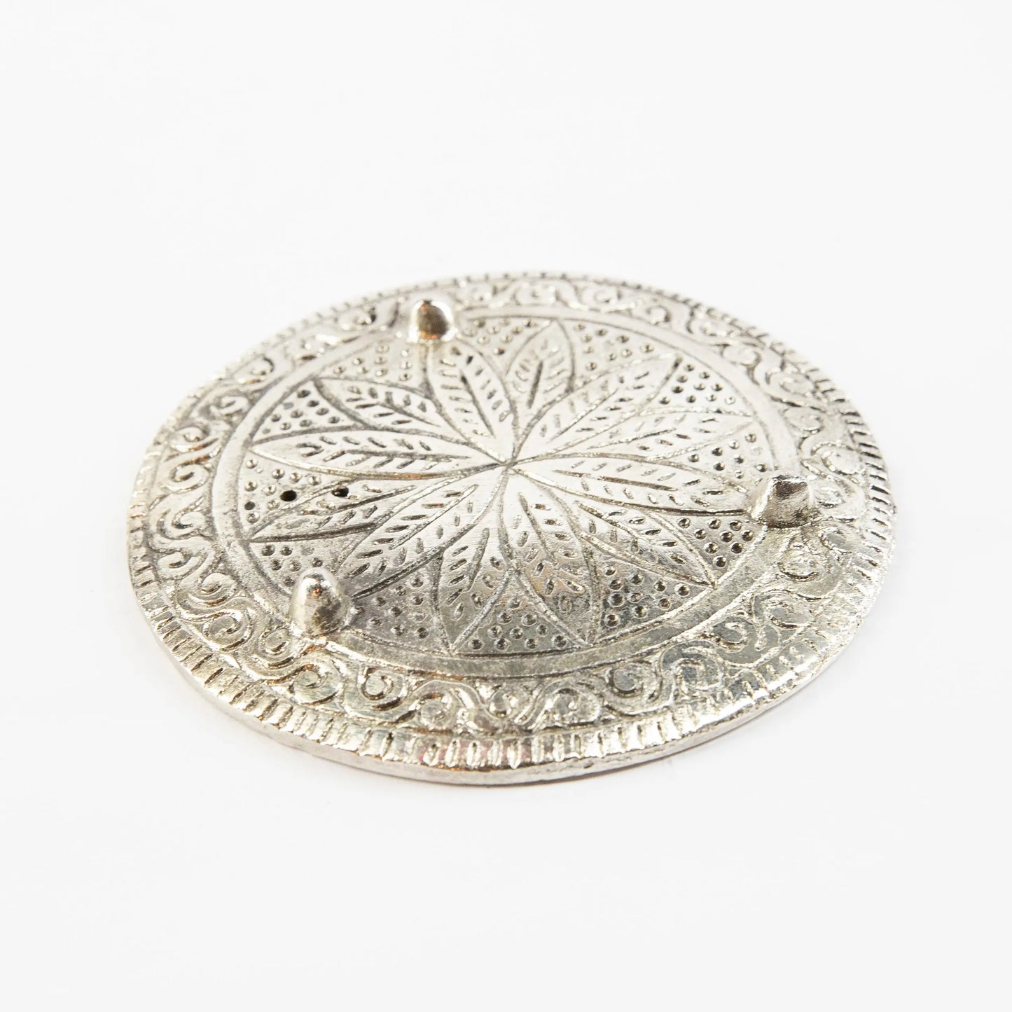 Silver Artschatz Tree of Life incense holder with intricate leaf and floral patterns for sticks and cones. - Tree of Life- Silver - Incense Holder for Sticks and Cones