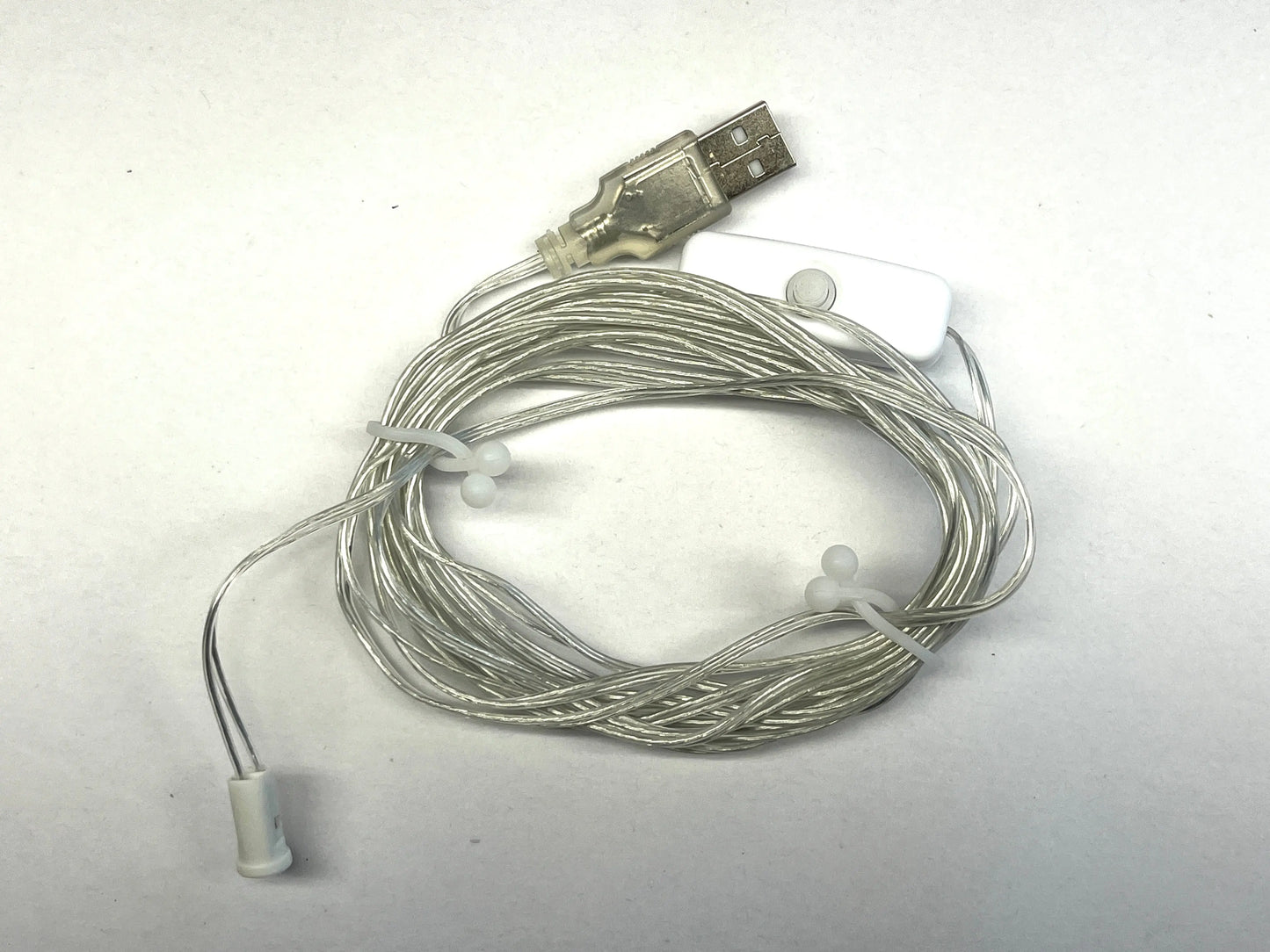 White Artschatz paper star Moravian cable replacement with metal connector and attached wire loop. - Cable Replacement for Artschatz Paper Star Moravian