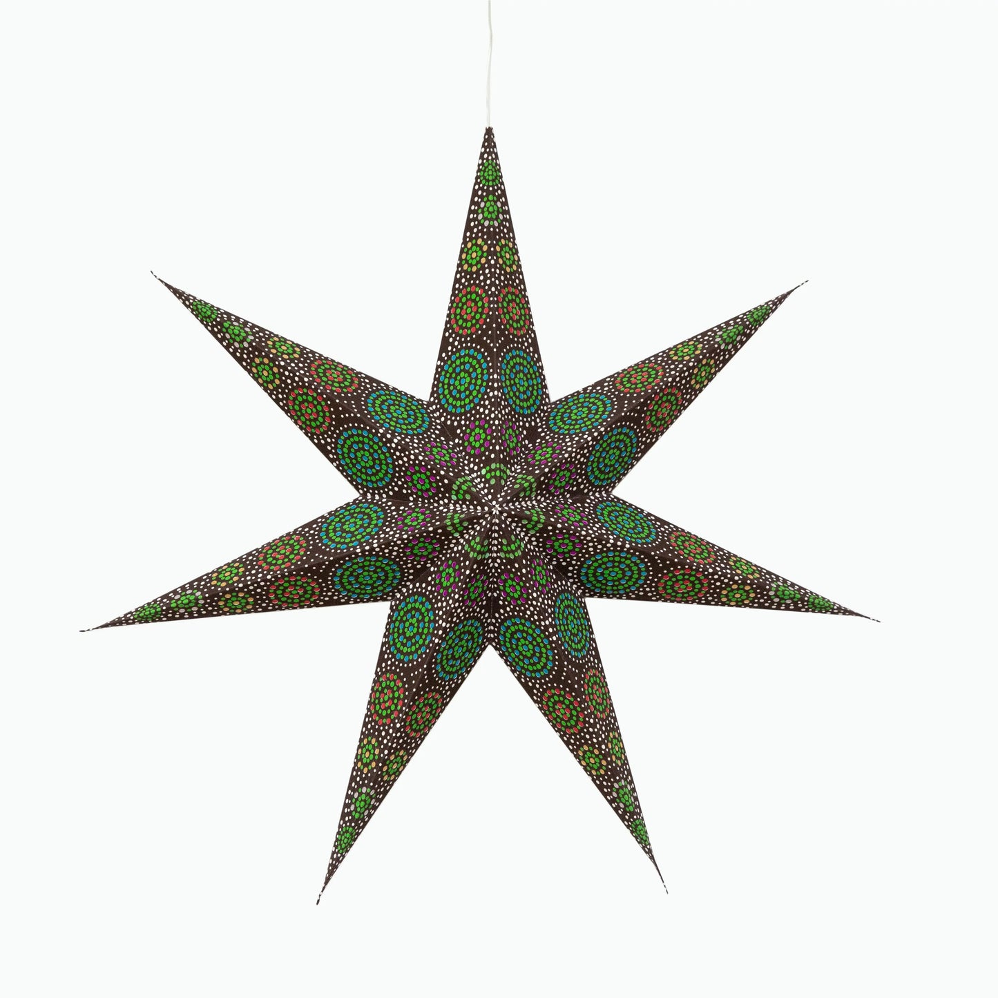 23-inch black and green 7-point Kaleidoscope paper star by Artschatz hanging decoration. - Kaleidoscope 7 Pointer 23 inch Black / Green