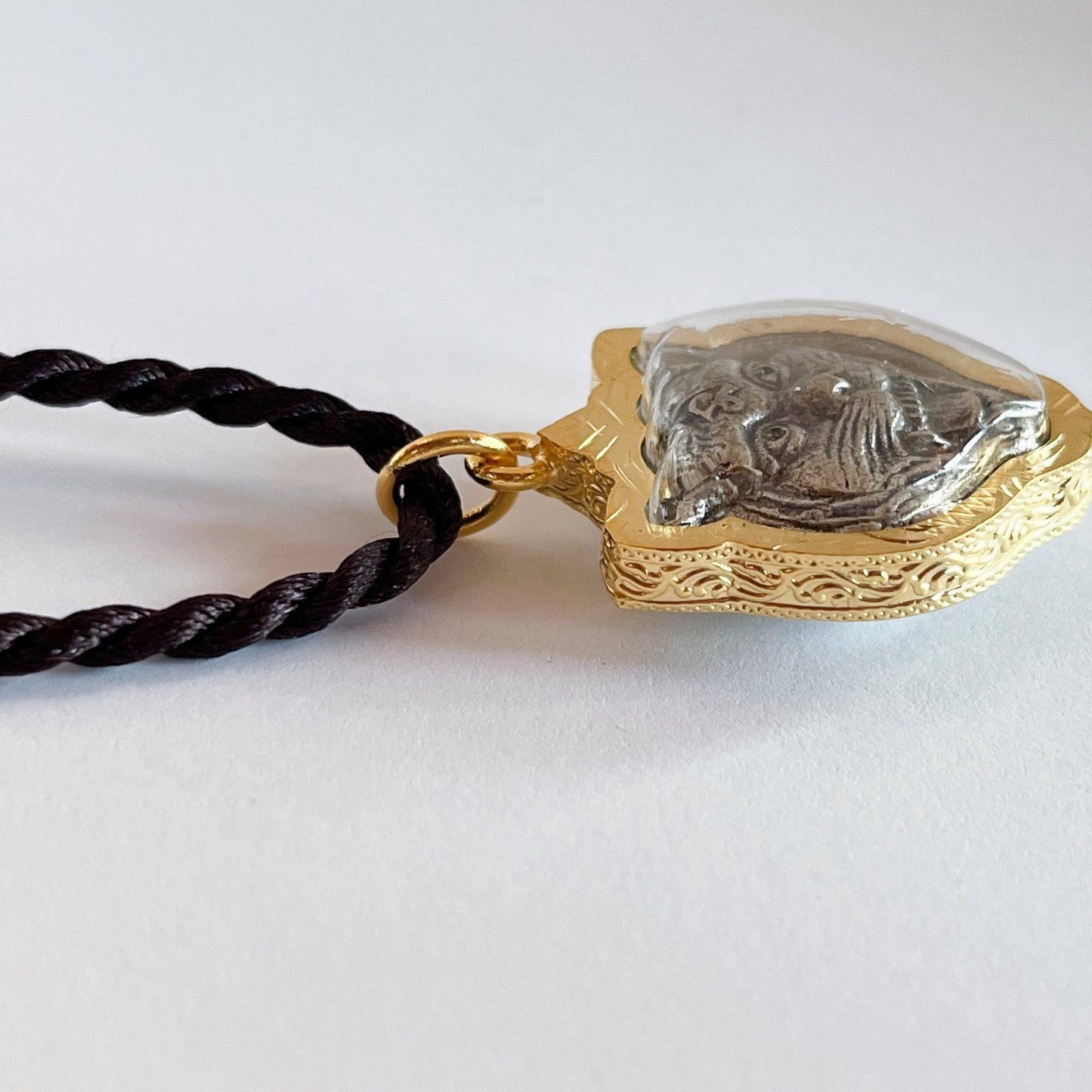 Tiger Amulet with Phra Pern Pendant