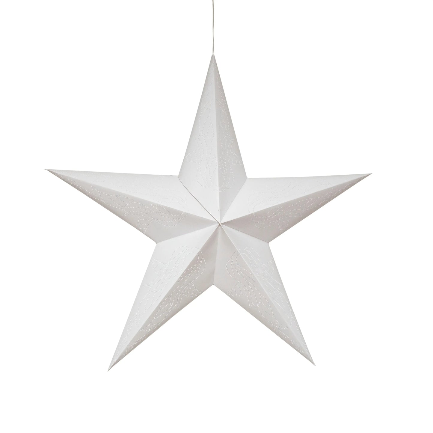 White 24-inch 5-point Artschatz paper star with hanging string. - Lyra 5 Pointer 24" White