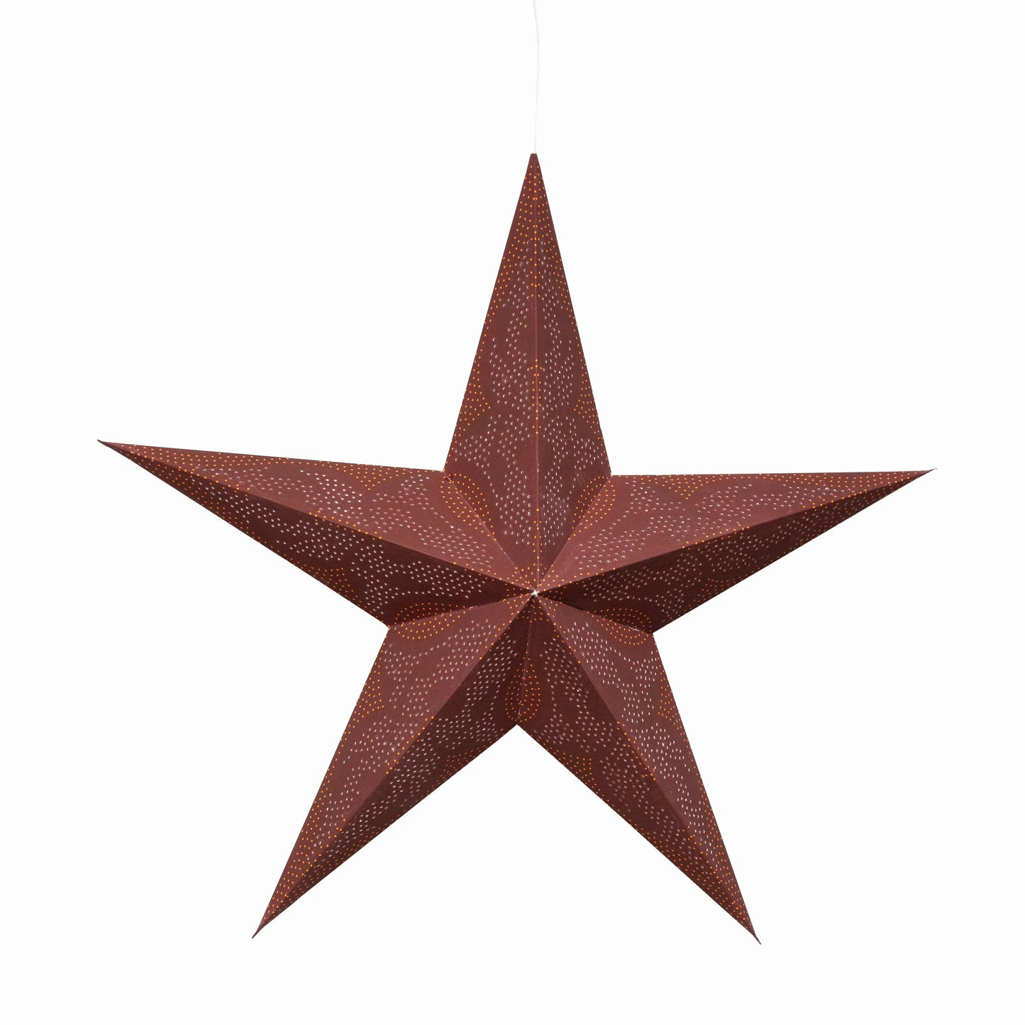24-inch Artschatz Marrakesh 5-point paper star in sienna orange with textured pattern. - Marrakesh 5 Pointer 24" Sienna / Orange