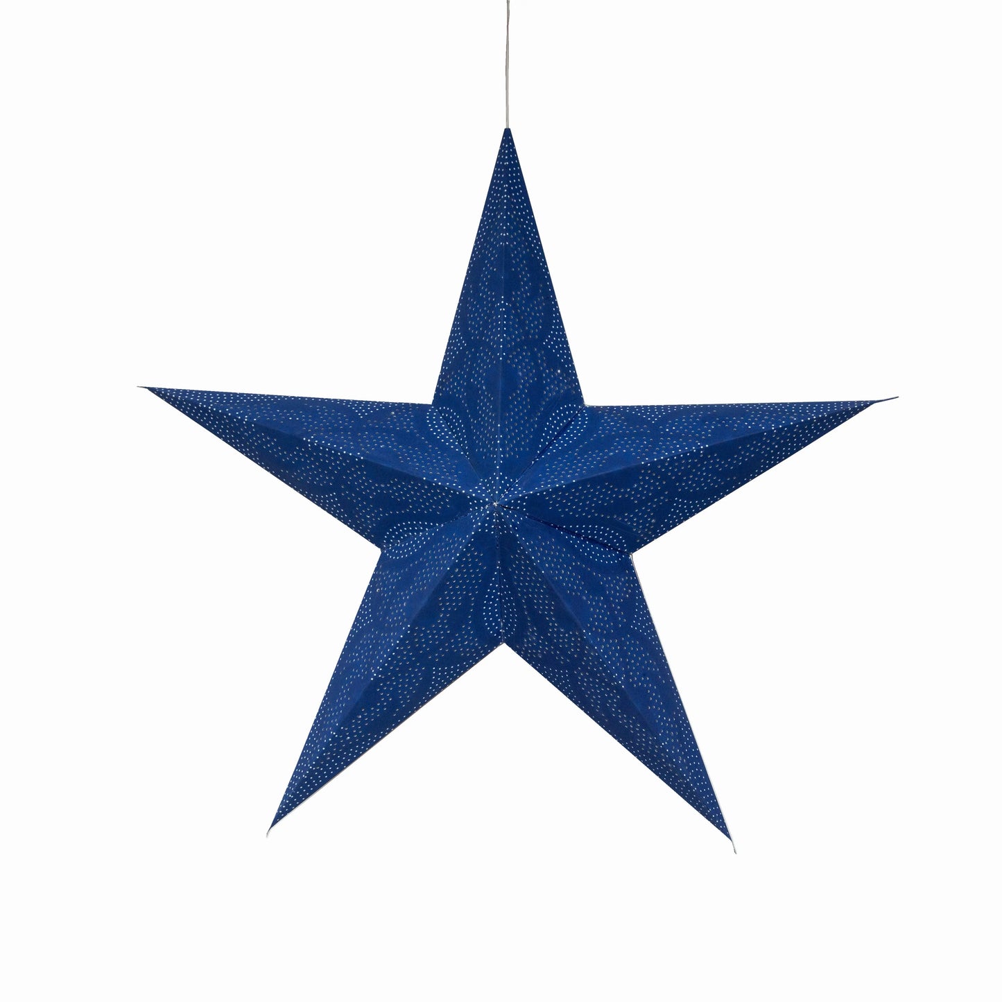 Blue 24-inch Artschatz Marrakesh 5-point paper star with subtle embossed patterns. - Marrakesh 5 Pointer 24" blue with white