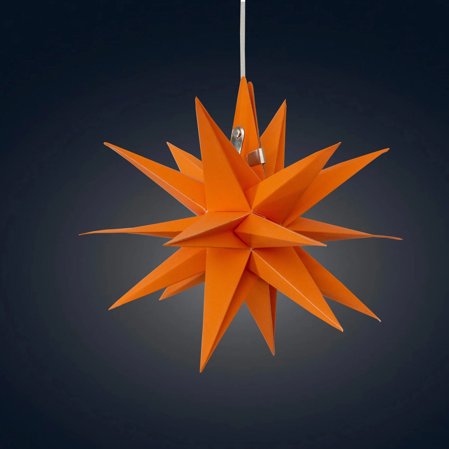 Orange 7-inch Artschatz Moravian mini paper star hanging decoration with sharp points. - Moravian Mini Star 7" Orange
