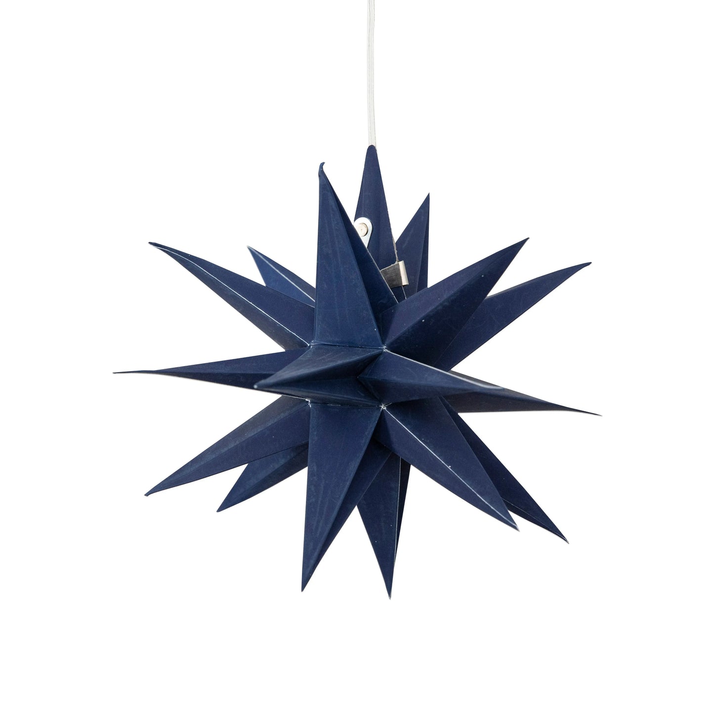 Navy 7-inch Artschatz Moravian mini star paper lantern with hanging cord. - Moravian Mini Star 7" Navy
