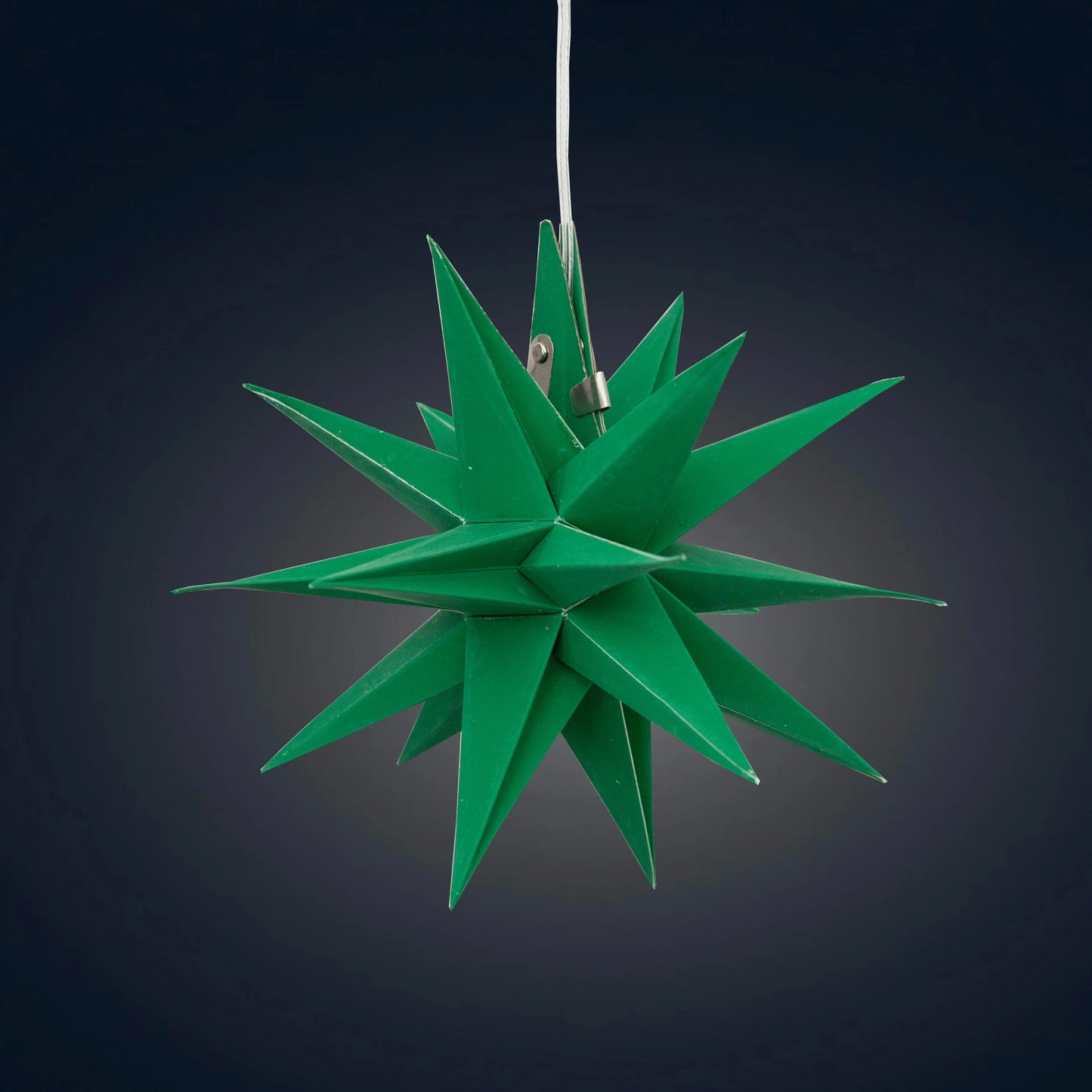 7-inch green Moravian paper mini star with sharp points, ArtSchatz design hanging light. - Moravian Mini Star 7" Green