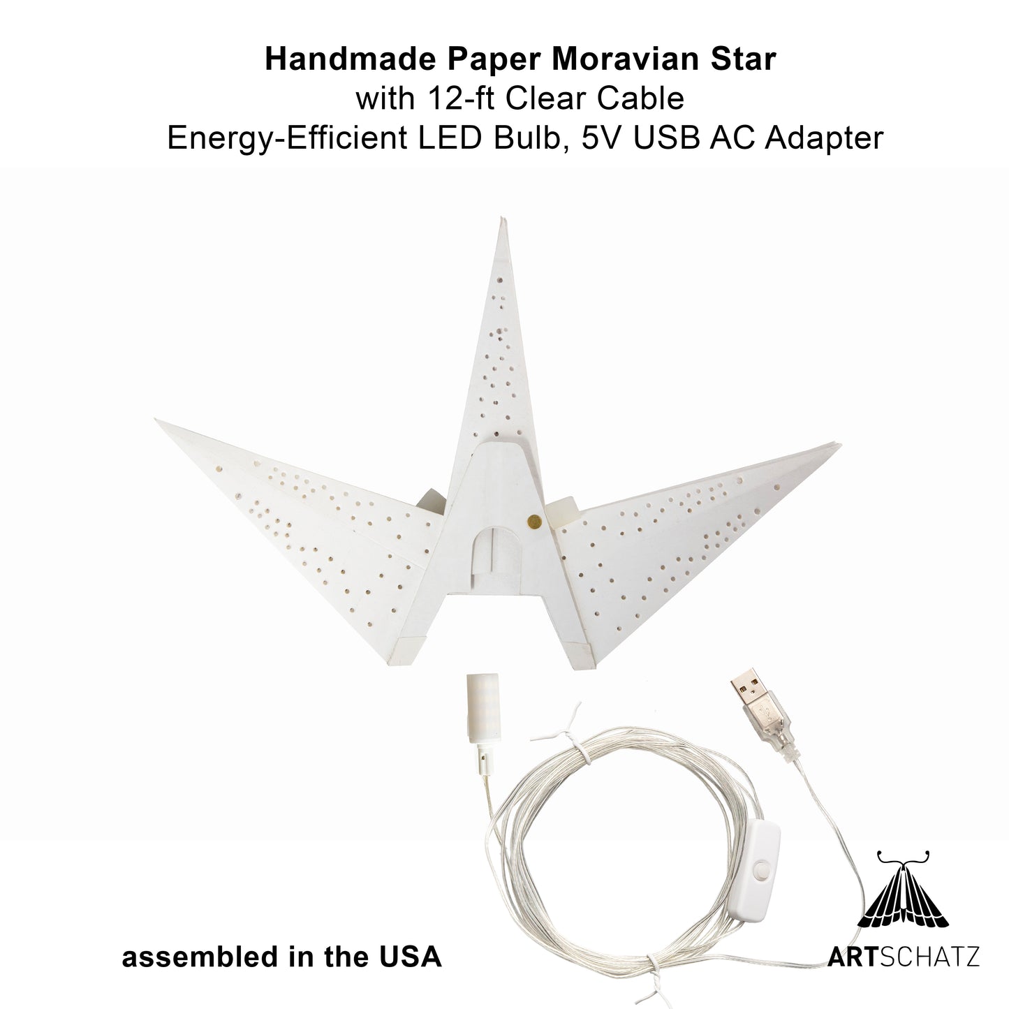Moravian Star 20" White w/ needle punch