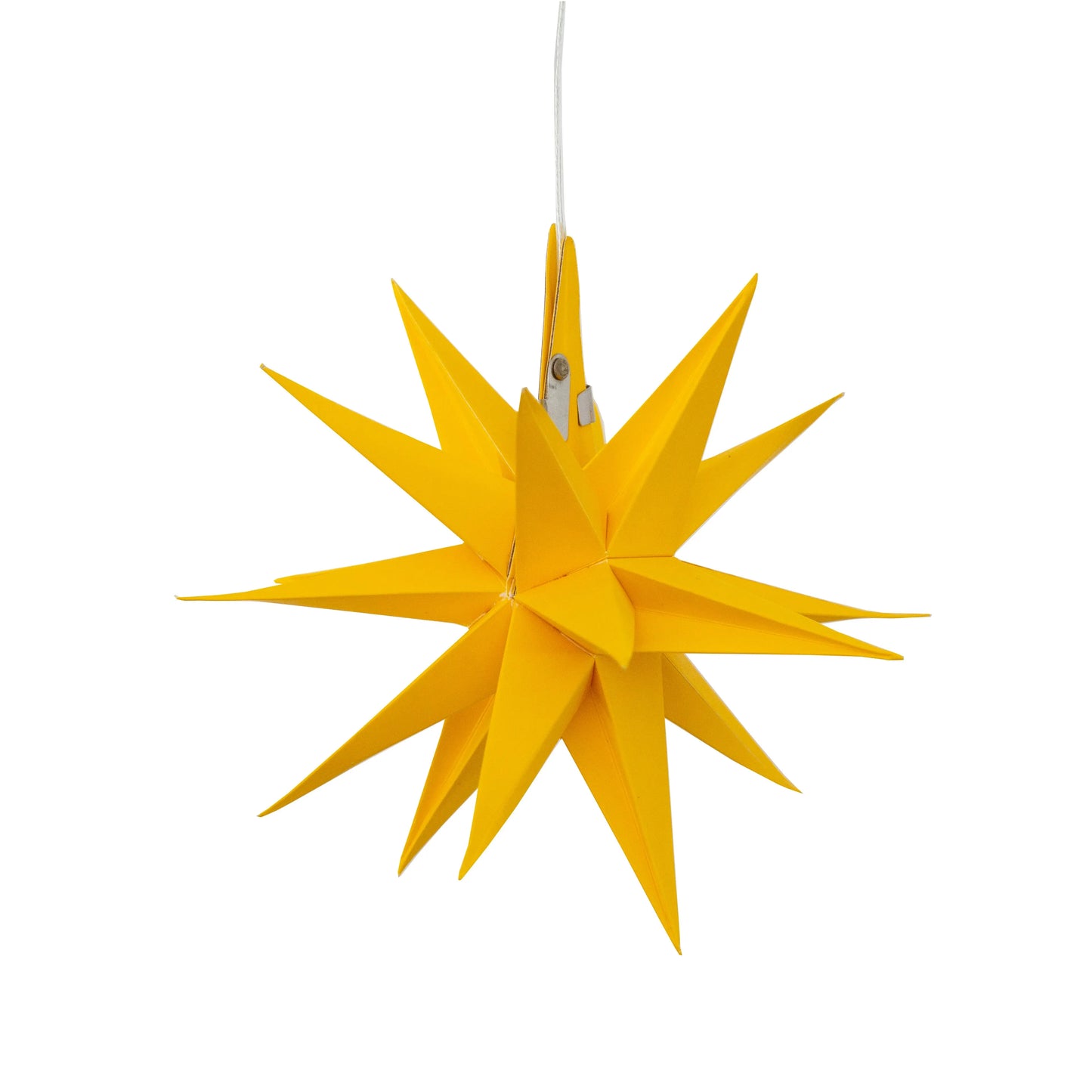 Yellow 7-inch Artschatz Moravian mini paper star hanging ornament with pointed rays. - Moravian Mini Star 7" Yellow
