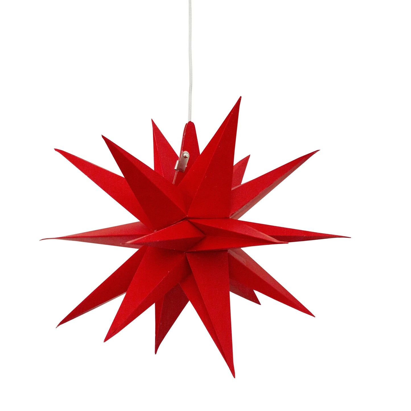 12" red Artschatz Moravian paper star hanging decoration with sharp geometric points. - Moravian Star 12" Red