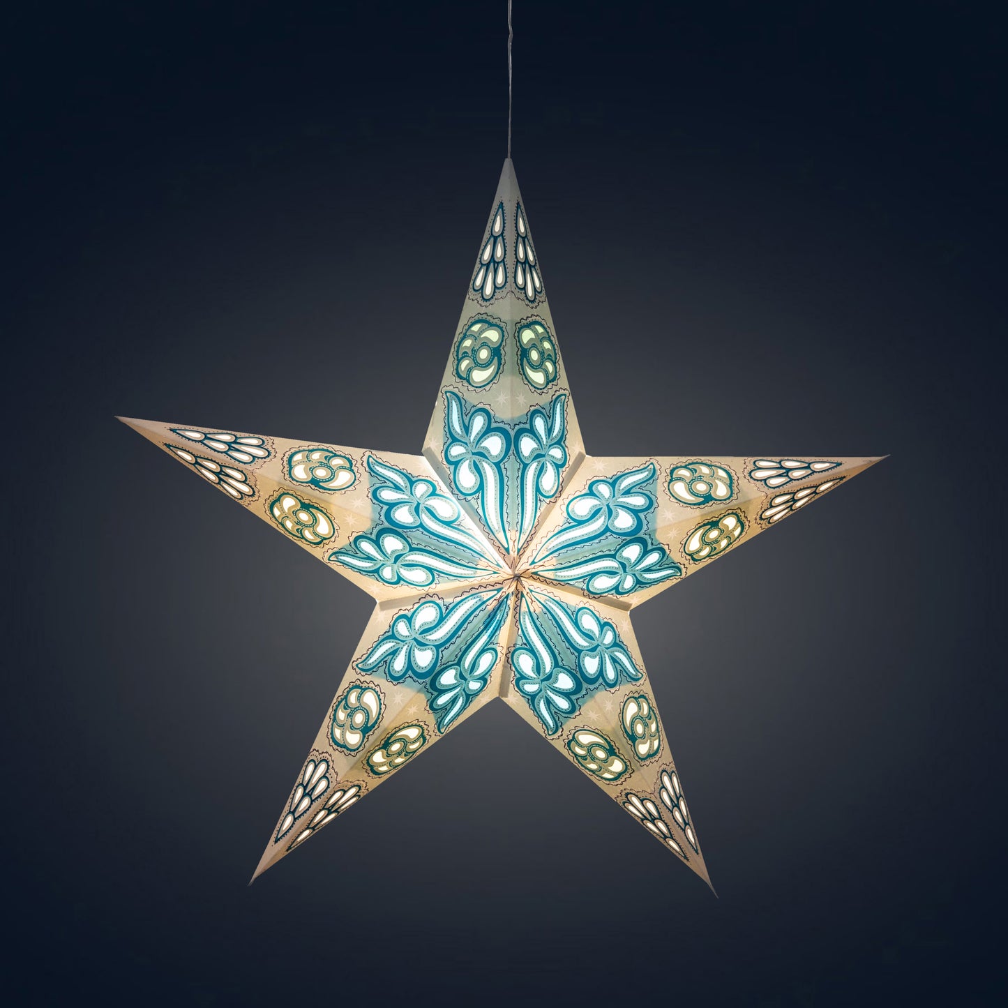 Pippa 5 Point 24" White / Turquoise