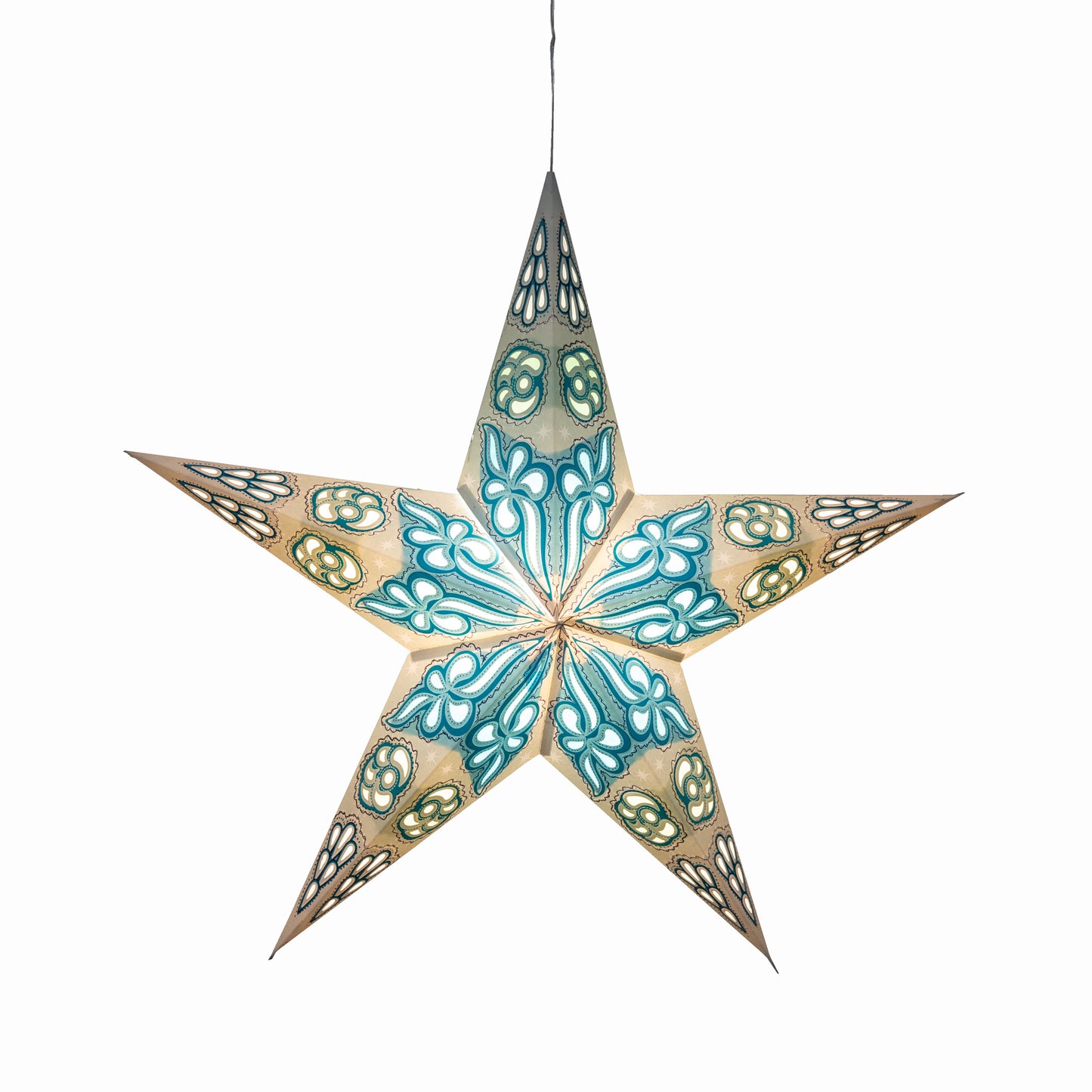Pippa 5 Point 24" White / Turquoise