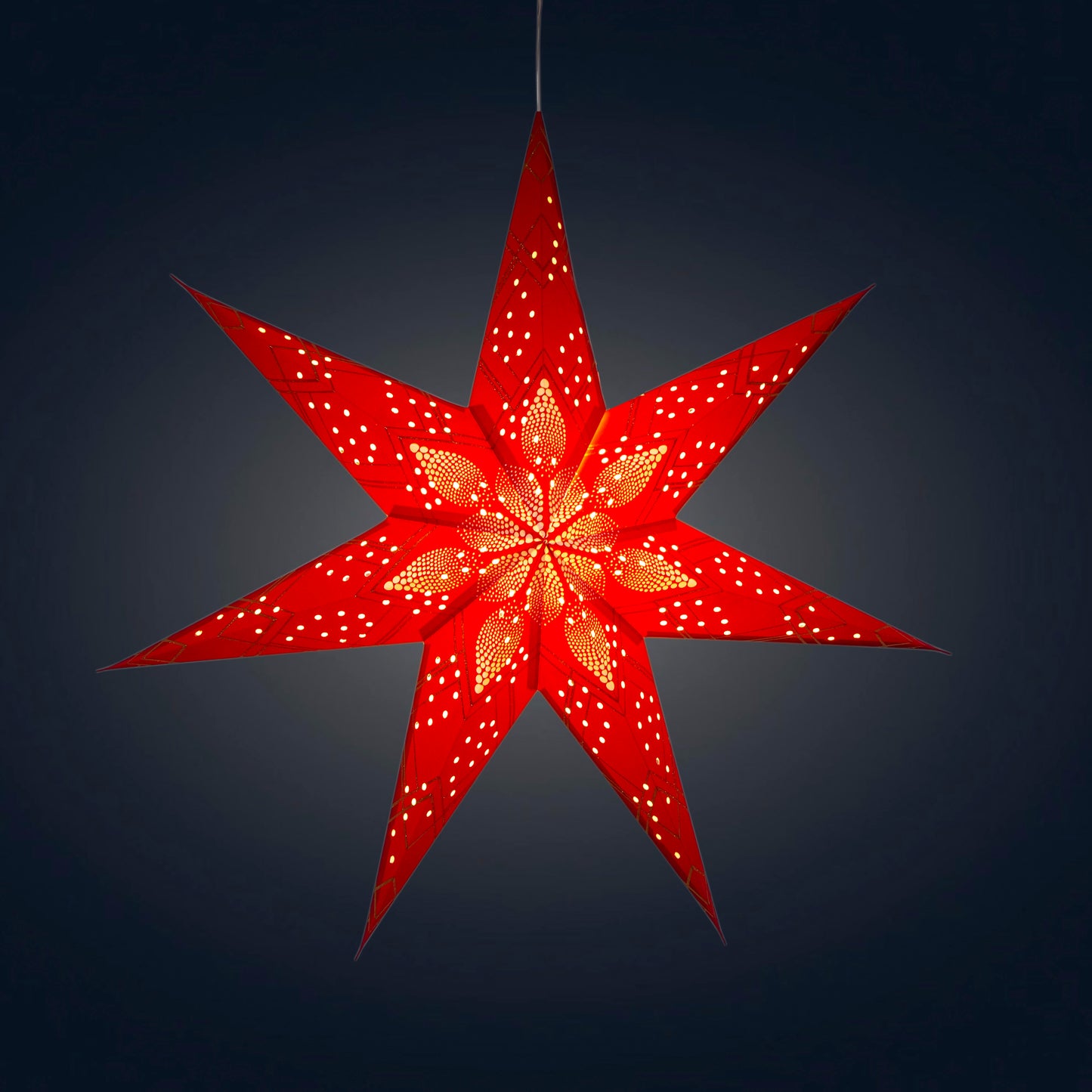 Poinsettia 7 Point 24" Red with Glitter