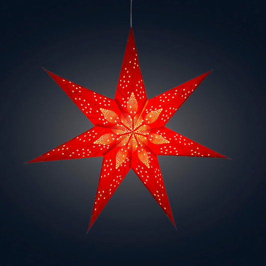 Poinsettia 7 Point 24" Red with Glitter