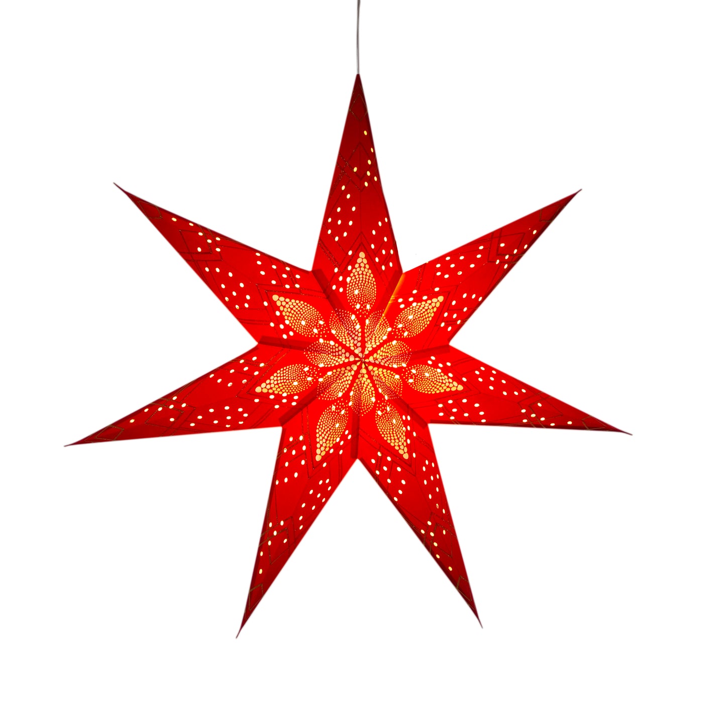 Poinsettia 7 Point 24" Red with Glitter
