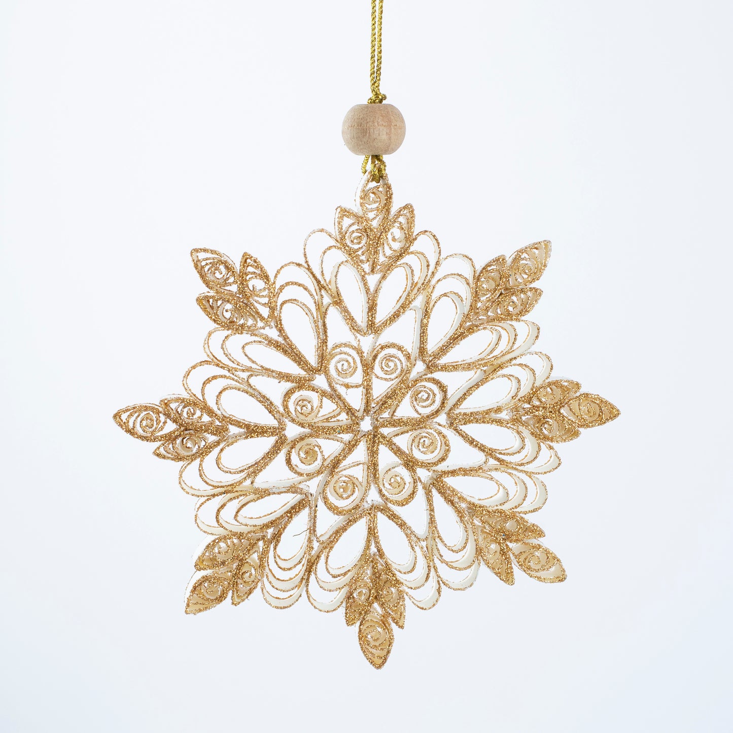 Quilling Snowflake "Frostine" gold glitter - 5 inch Ø | Christmas / Winter