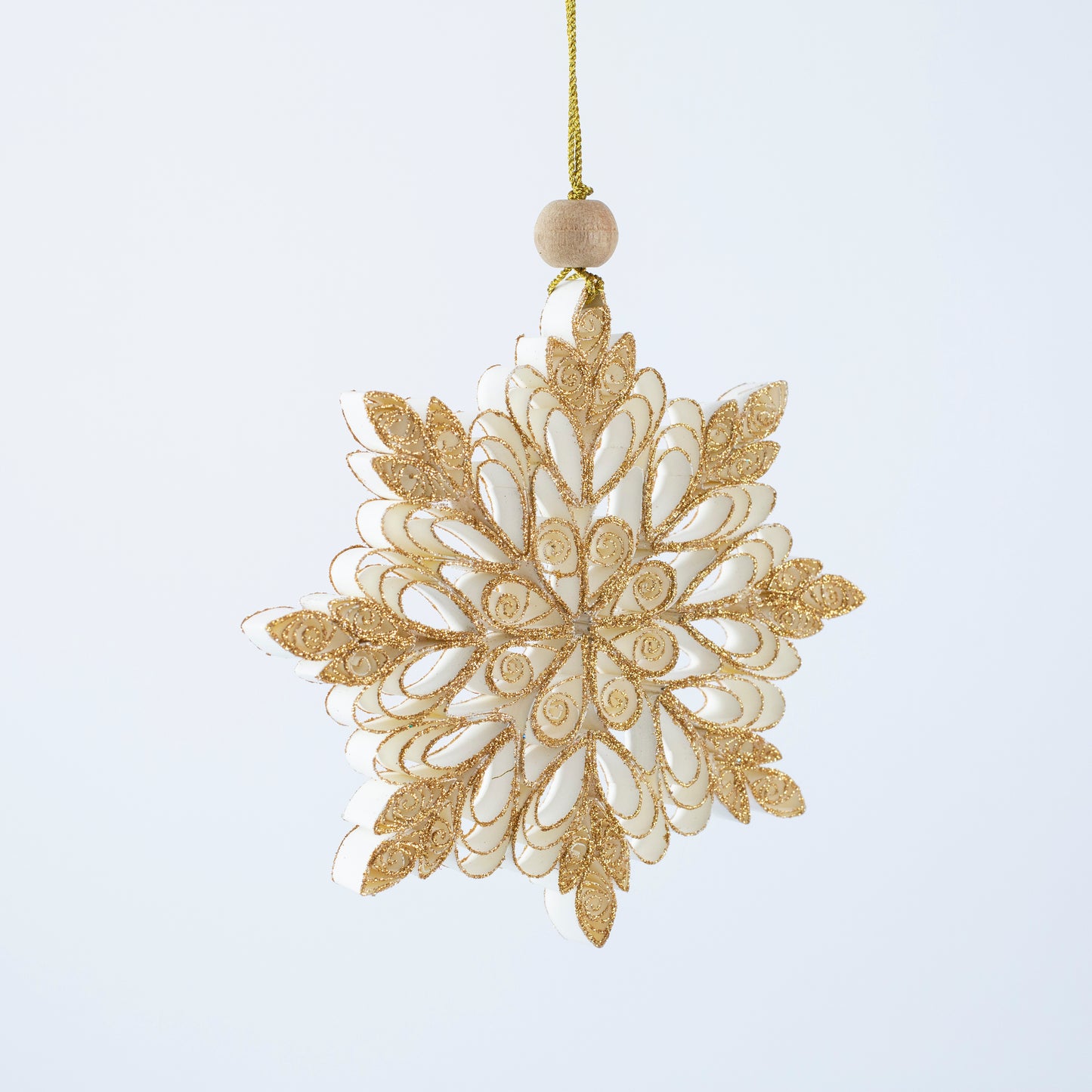 Quilling Snowflake "Frostine" gold glitter - 5 inch Ø | Christmas / Winter