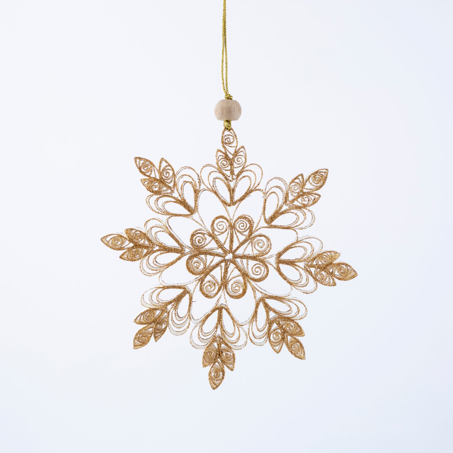 Quilling Snowflake "Frostine" gold glitter - 6 inch Ø | Christmas / Winter