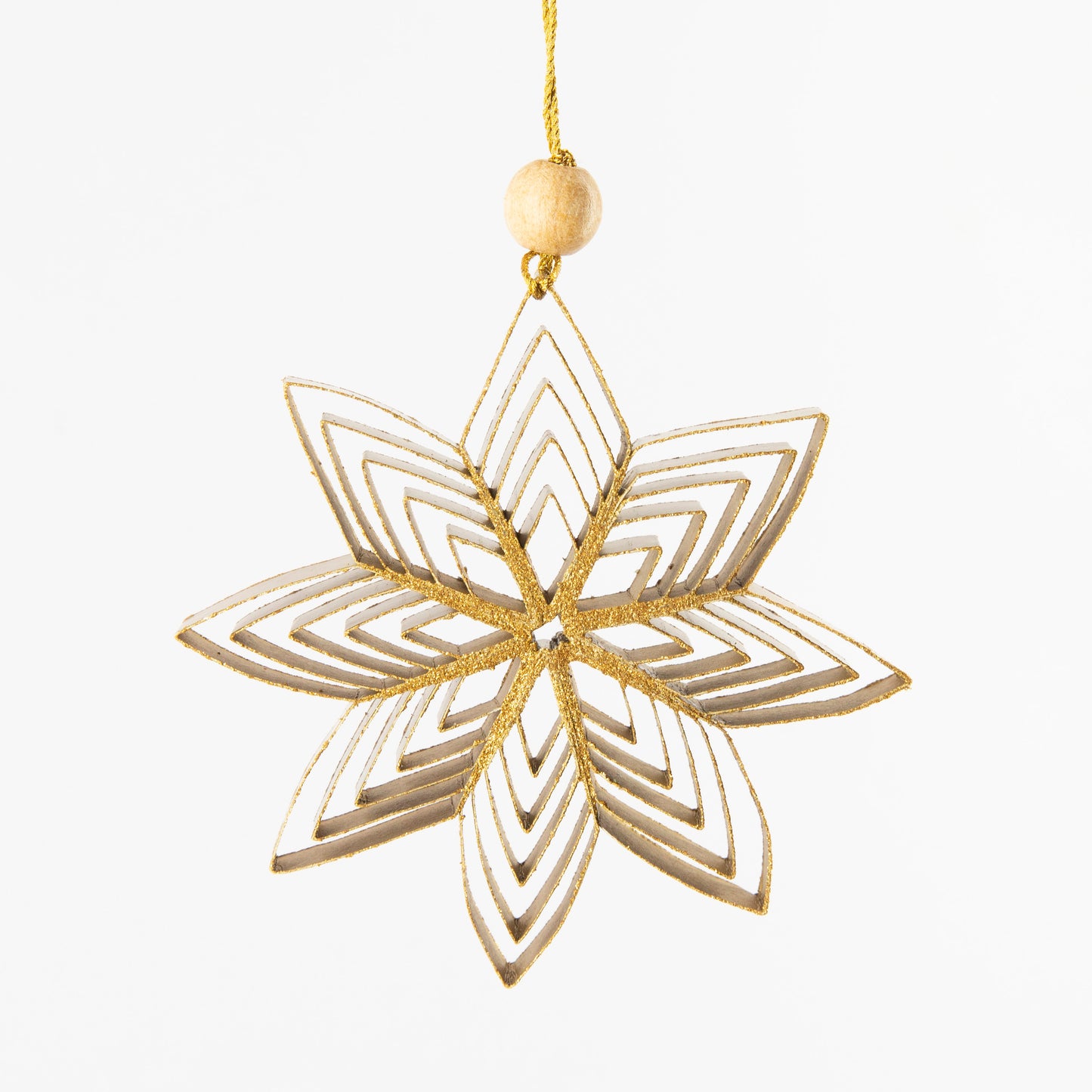 Quilling Snowflake "Inanna" gold with gold glitter - 4 inch Ø | Christmas / Winter