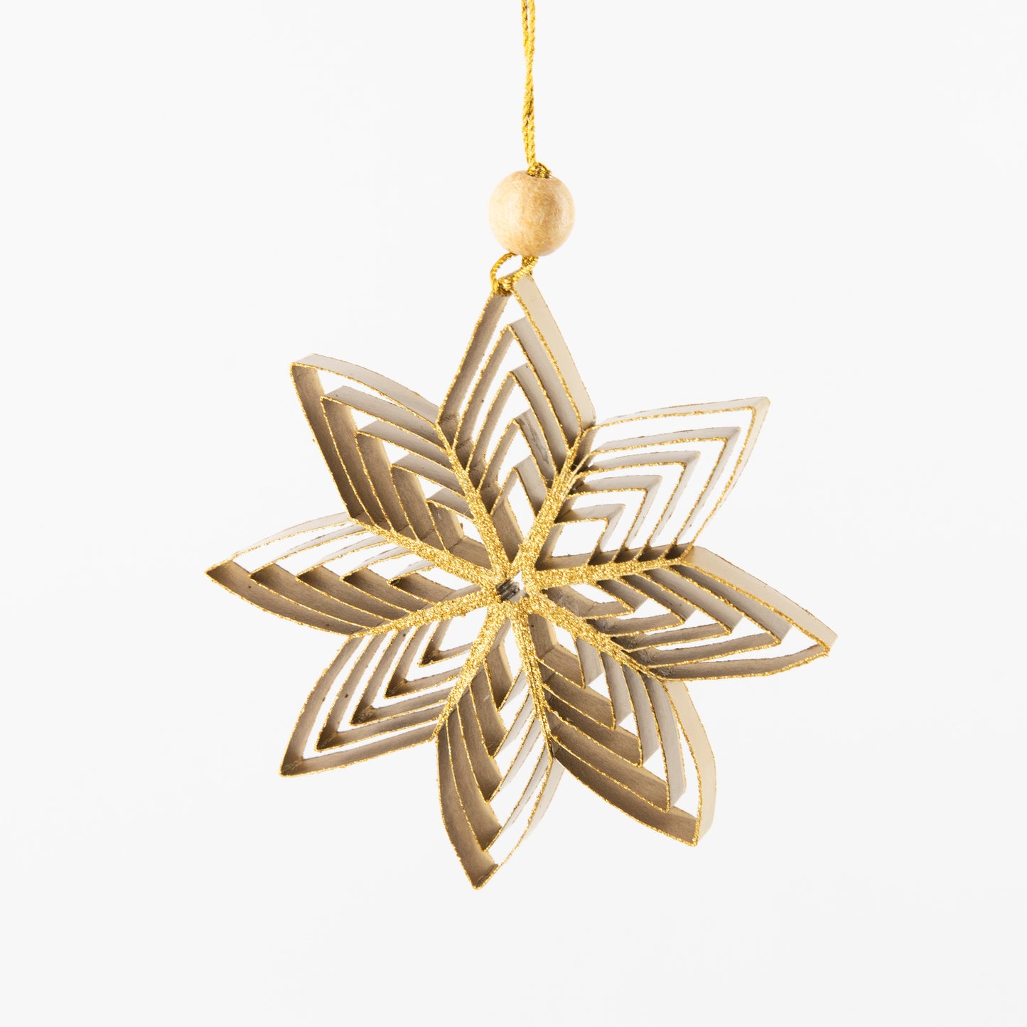 Quilling Snowflake "Inanna" gold with gold glitter - 4 inch Ø | Christmas / Winter