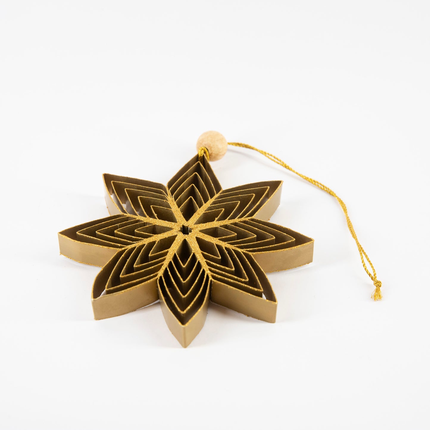 Quilling Snowflake "Inanna" gold with gold glitter - 4 inch Ø | Christmas / Winter