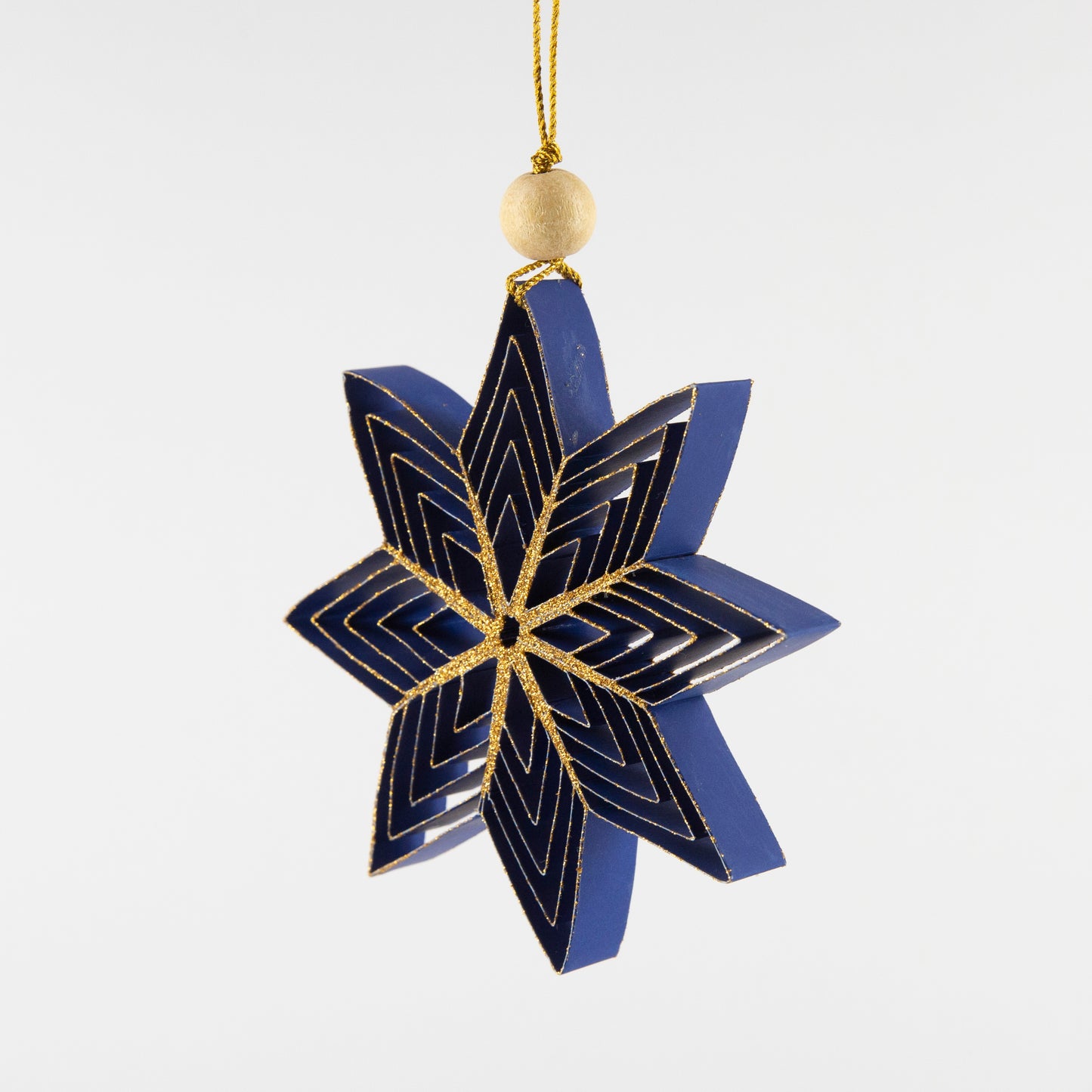 Quilling Snowflake "Inanna" navy blue with gold glitter - 4 inch Ø | Christmas / Winter