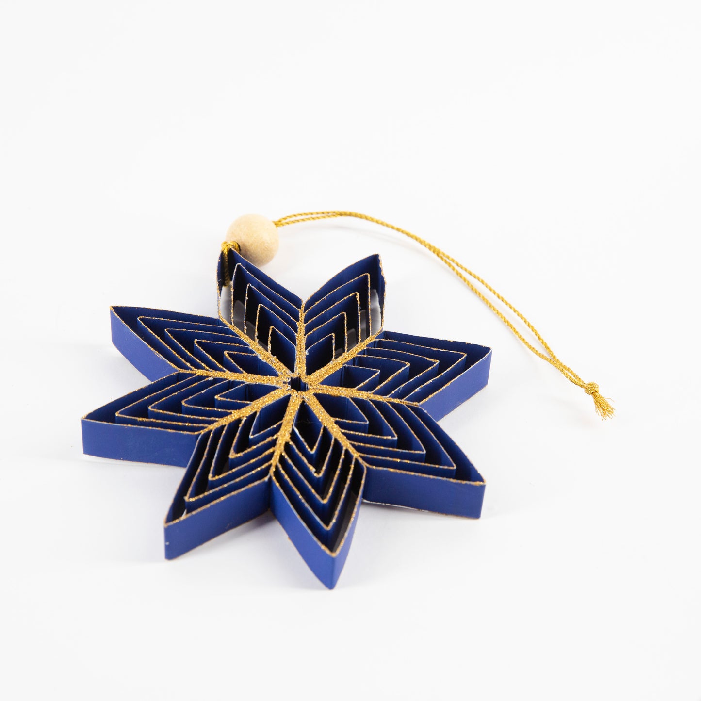 Quilling Snowflake "Inanna" navy blue with gold glitter - 4 inch Ø | Christmas / Winter