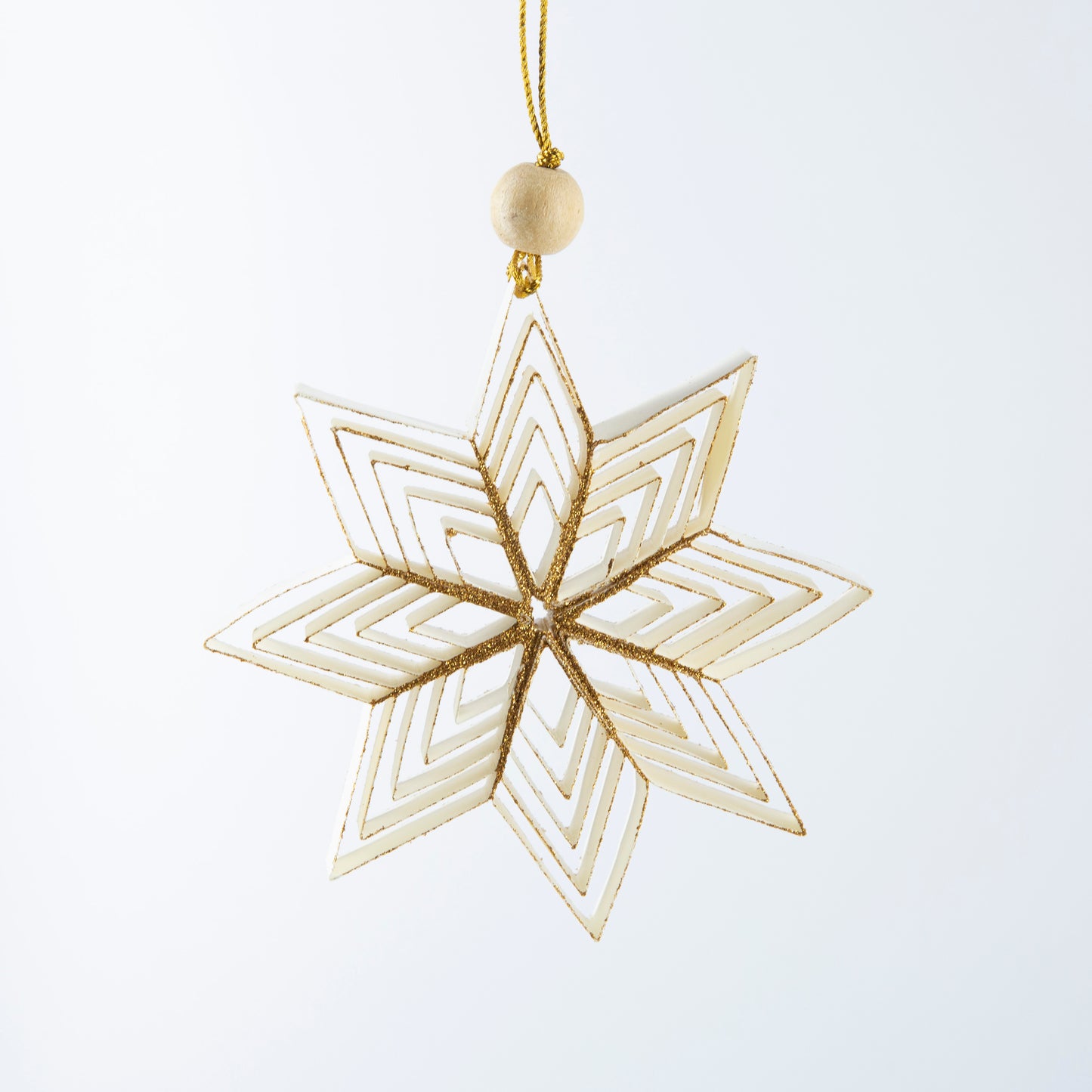 Quilling Snowflake "Inanna" white with gold glitter - 4 inch Ø | Christmas / Winter