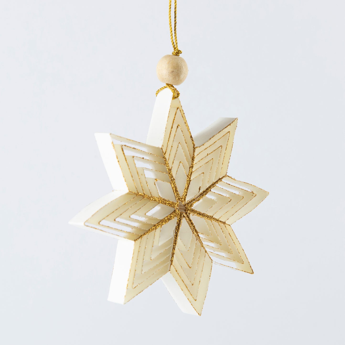 Quilling Snowflake "Inanna" white with gold glitter - 4 inch Ø | Christmas / Winter
