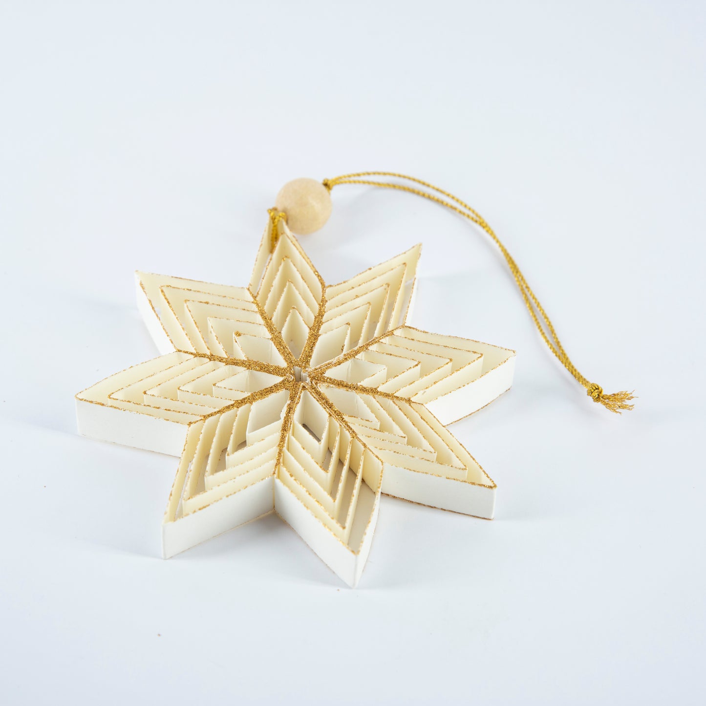Quilling Snowflake "Inanna" white with gold glitter - 4 inch Ø | Christmas / Winter