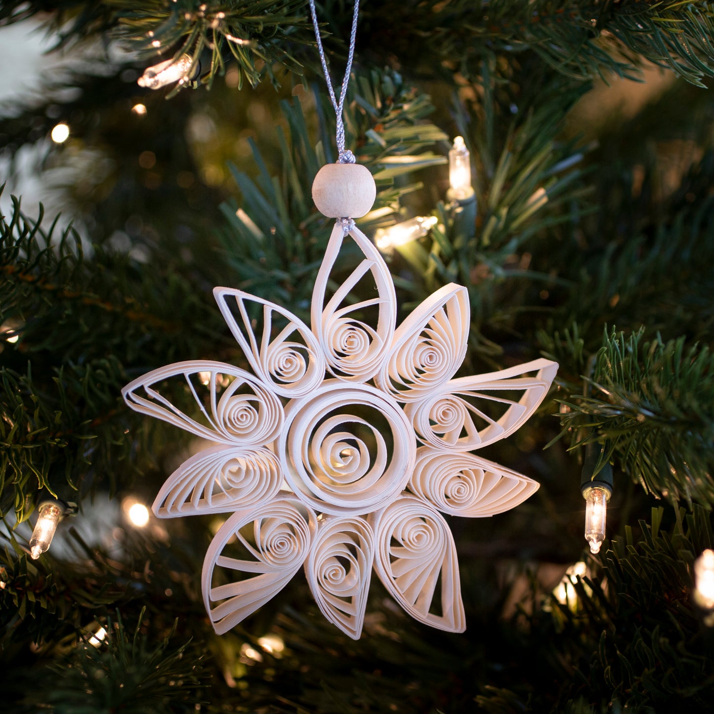 Quilling Snowflake "Aubin" white - 4 inch Ø | Christmas / Winter