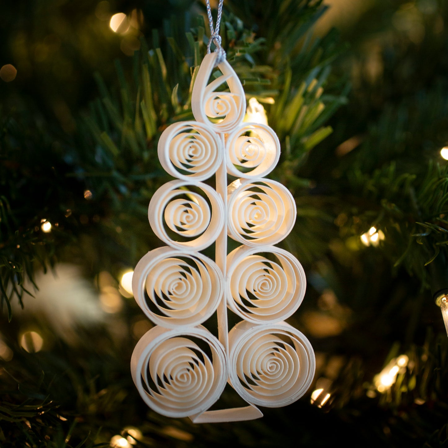 Quilling Christmas Tree "Juletre" white - 4 inch Ø | Christmas / Winter