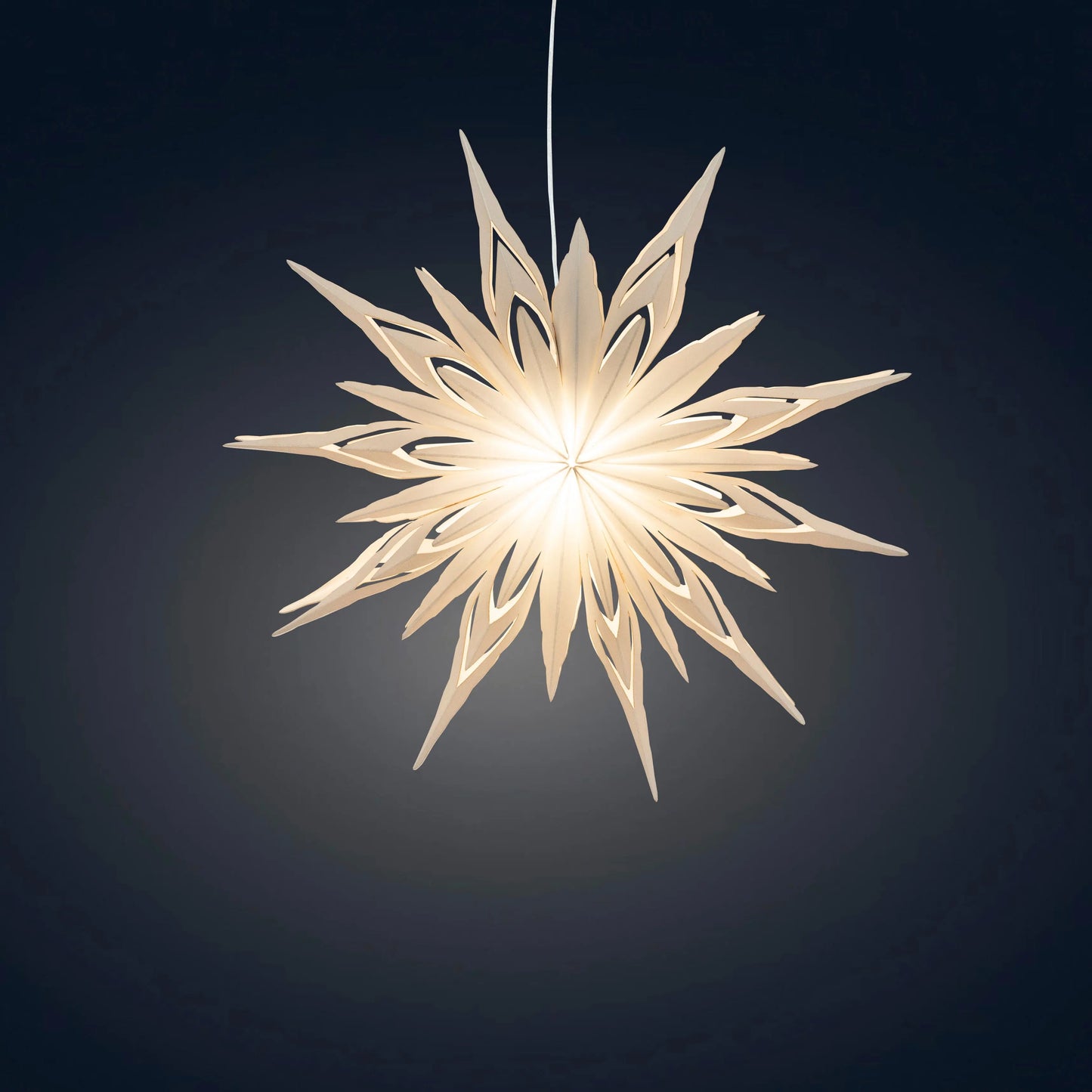 Artschatz white paper snowflake star lantern with intricate layered ice crystal design, glowing light. - Snowflake Ice Crystal - 8, 12 or 16 inch