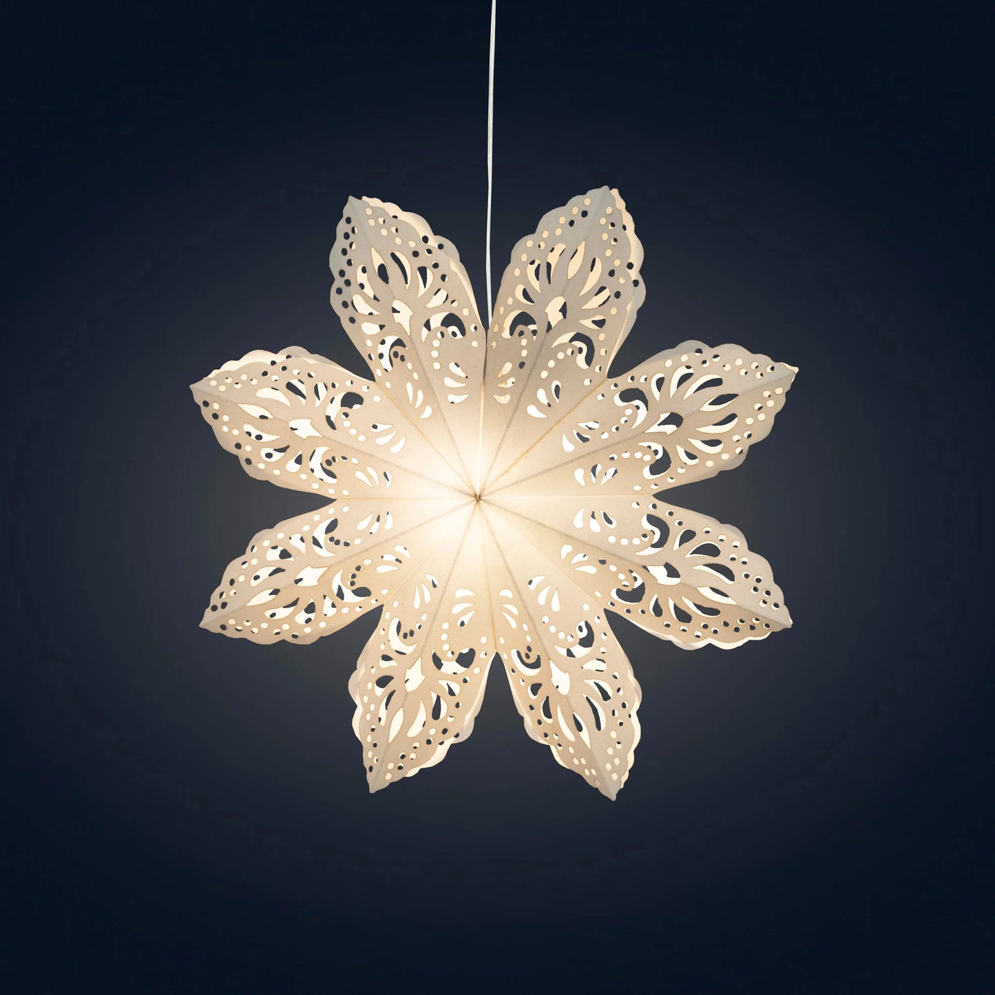 Artschatz white paper snowflake star lantern with intricate cutout floral design, 16-inch. - Snowflake Ice Flower - 8, 12 or 16 inch