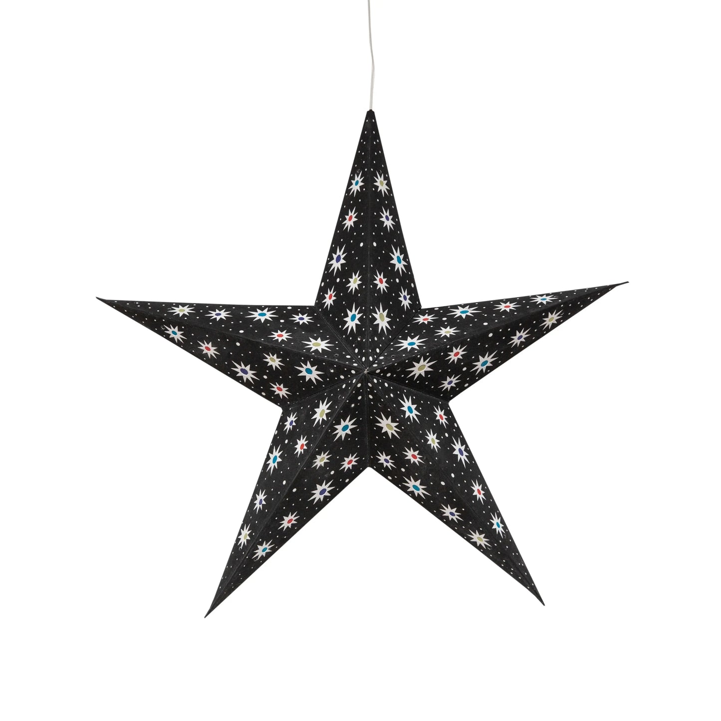 Artschatz 15-inch black 5-point paper star with colorful starry night pattern hanging decoration. - Starry Night 5 Point 15"