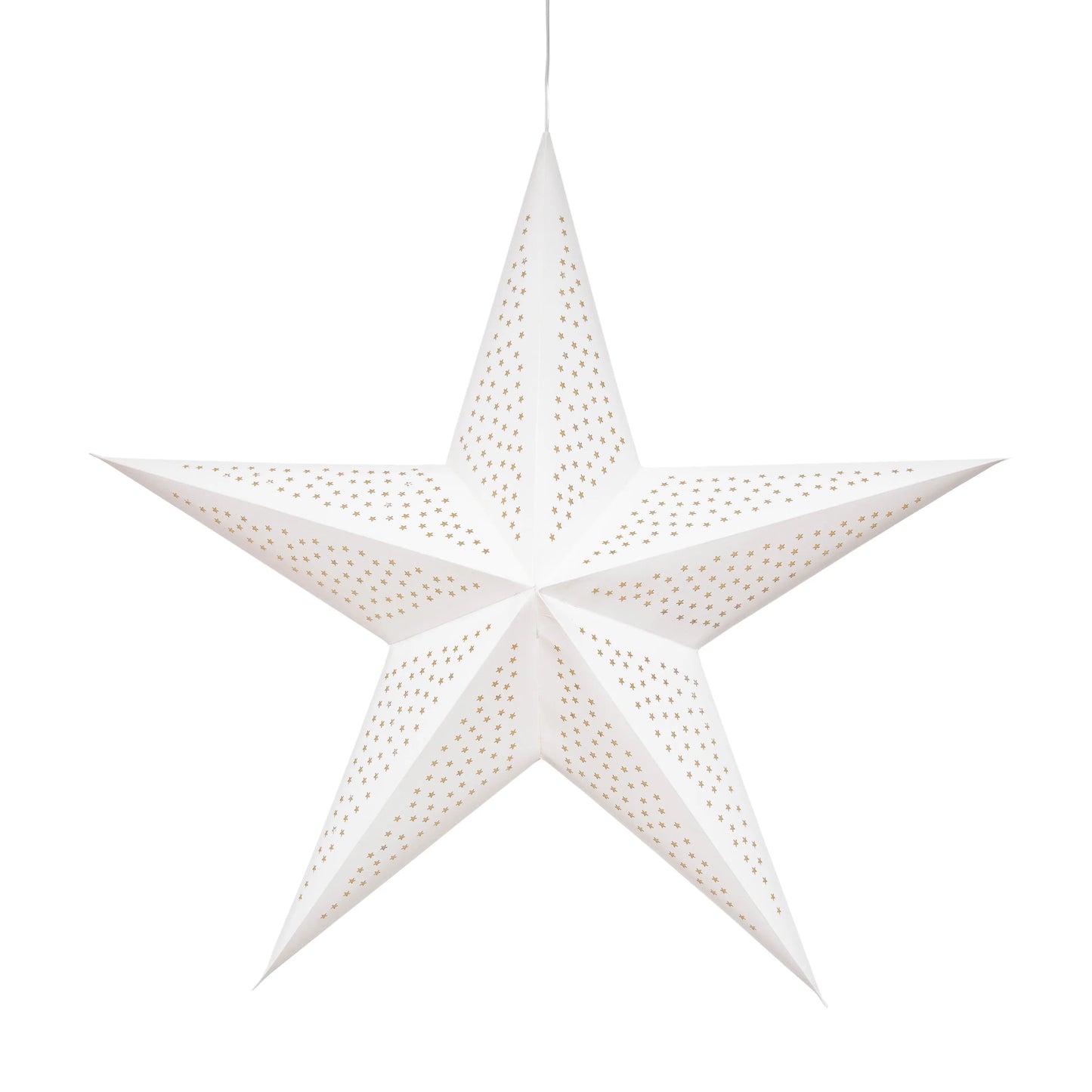 White 24-inch Artschatz Stella 5-point paper star with perforated design. - Stella 5 Pointer 24" White