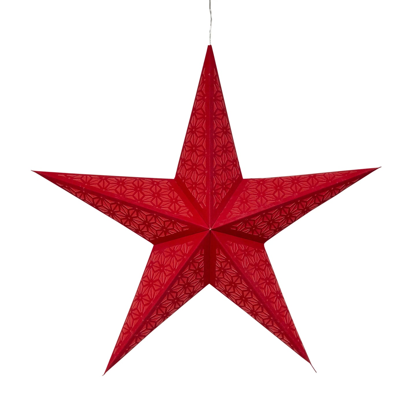 Red 24-inch 5-point paper star with intricate patterns, Artschatz decorative hanging star. - Tessella 5 Pointer 24" Red